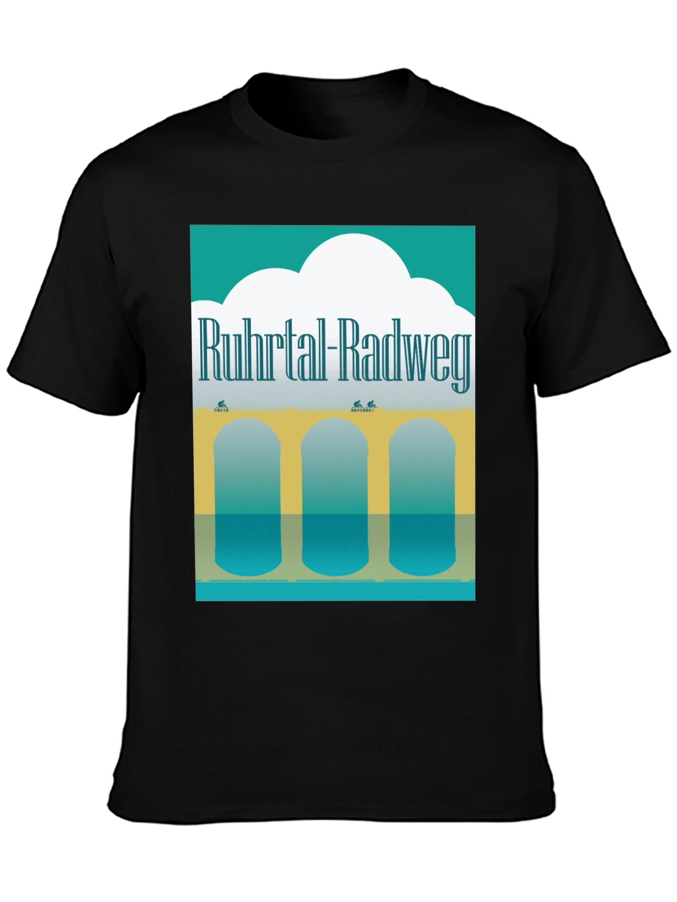 Black Ruhtal Radweg Graphic Tee - Cycling Tour Shirt view 3