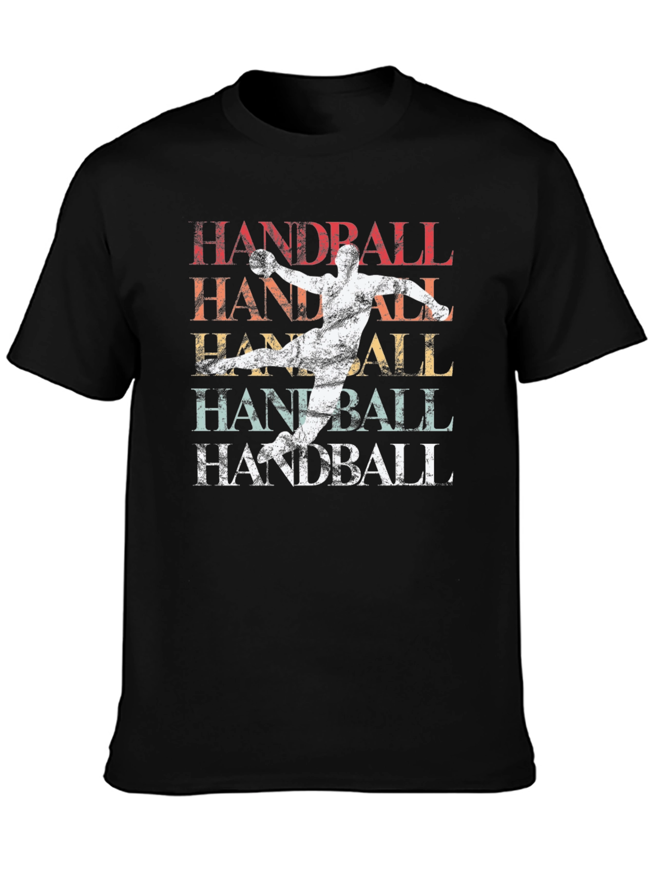 Black Handball Retro Style Graphic T-Shirt view 3