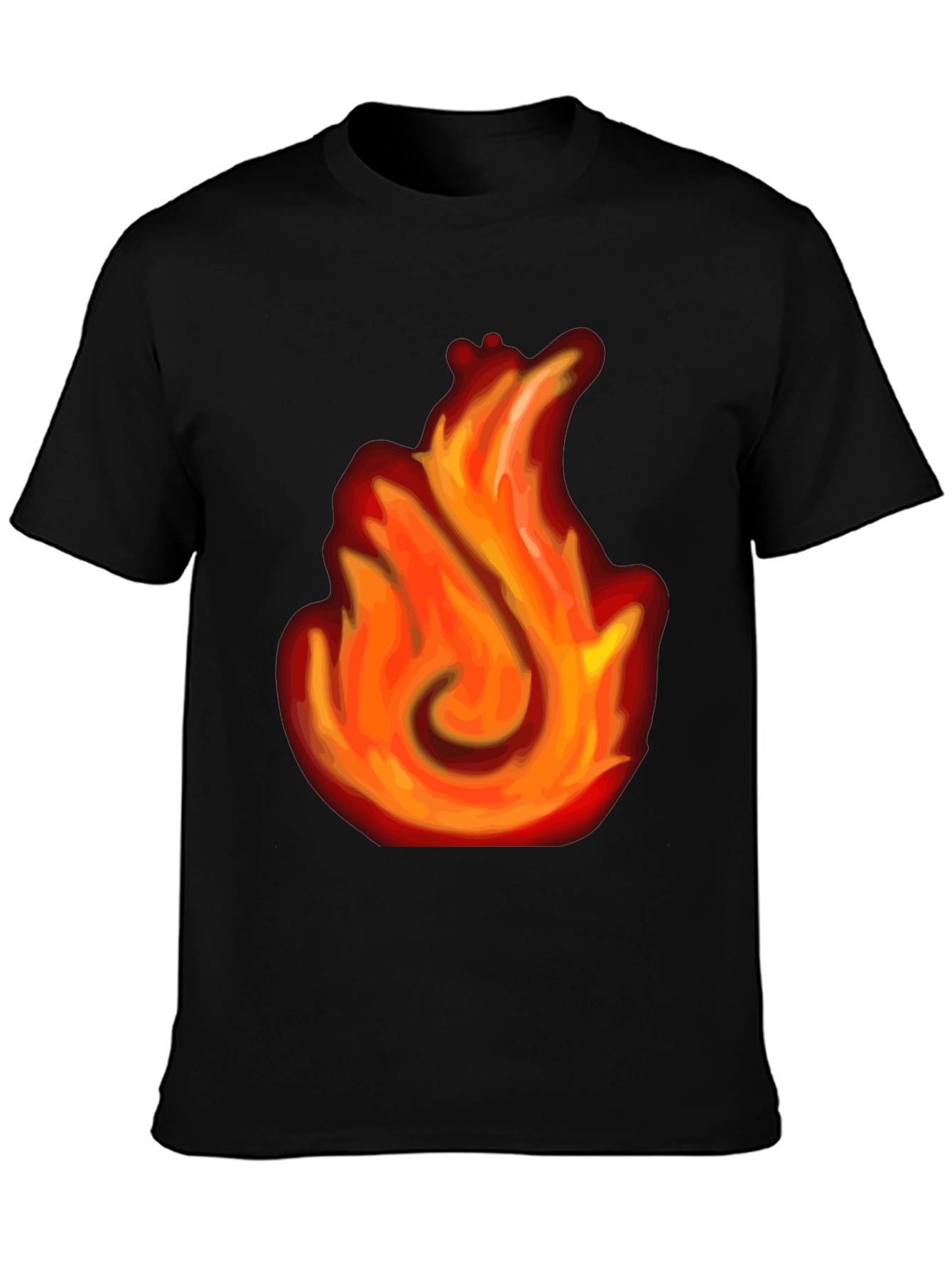 Black Fiery Flame Graphic Black T-Shirt view 3