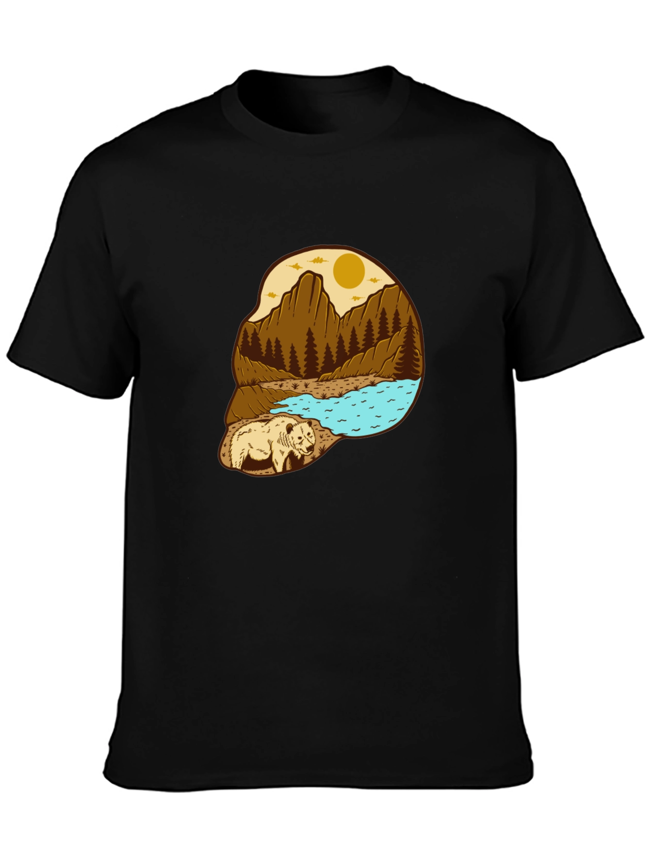 Black Bear Mountain Scene Graphic Tee view 3