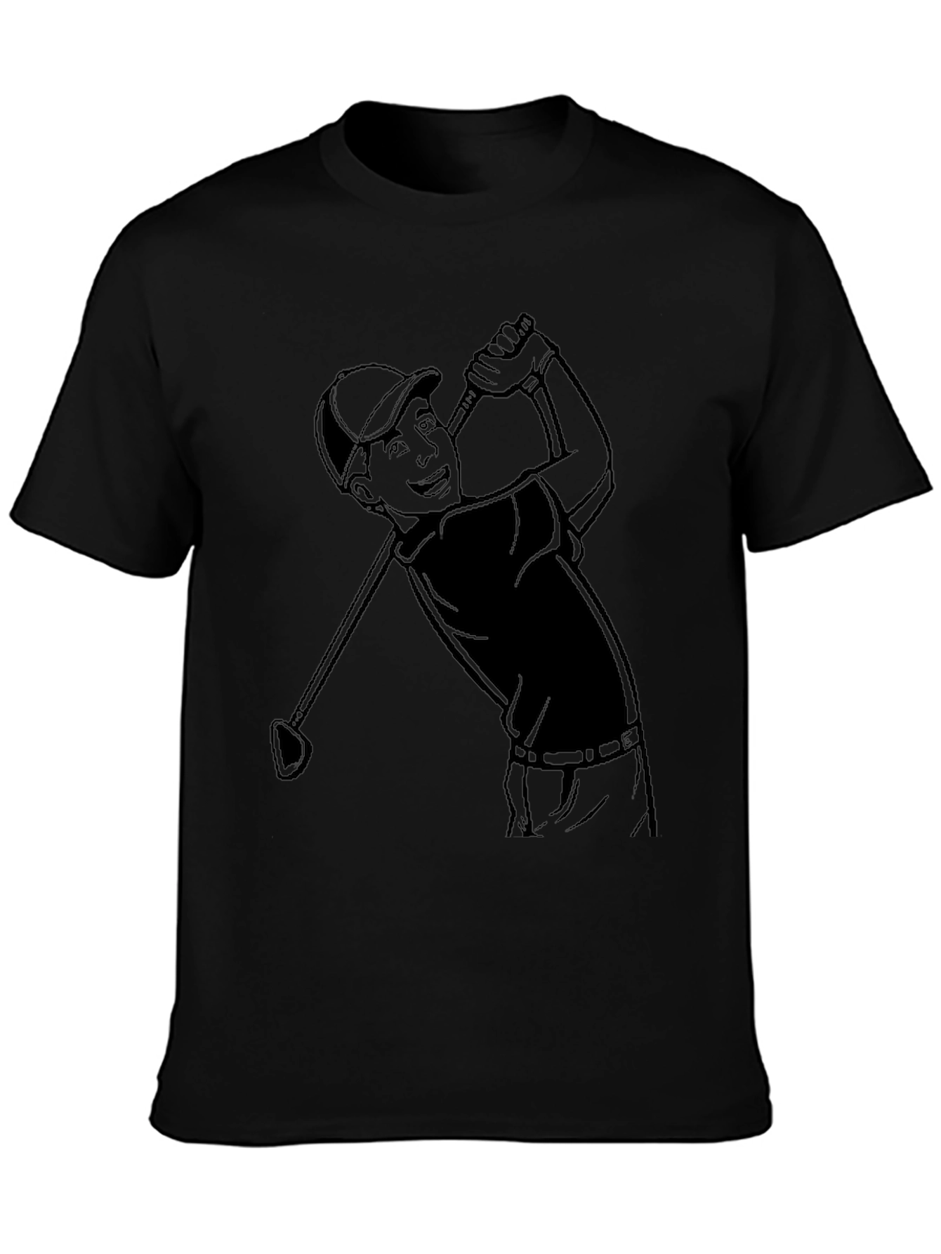 Black Golf Cartoon Tee - Classic Player Design view 3