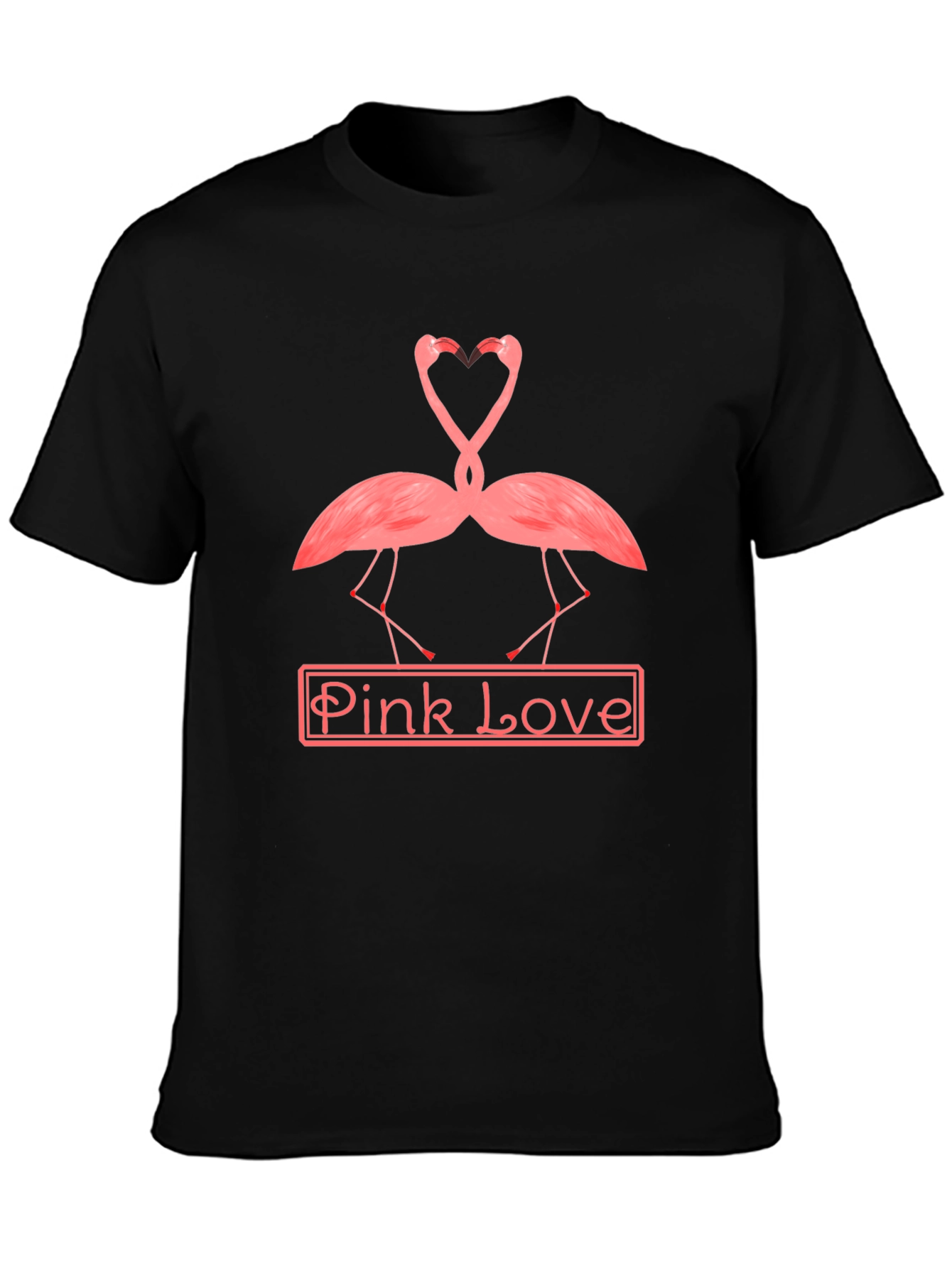Black Pink Love Flamingo Graphic Tee view 3