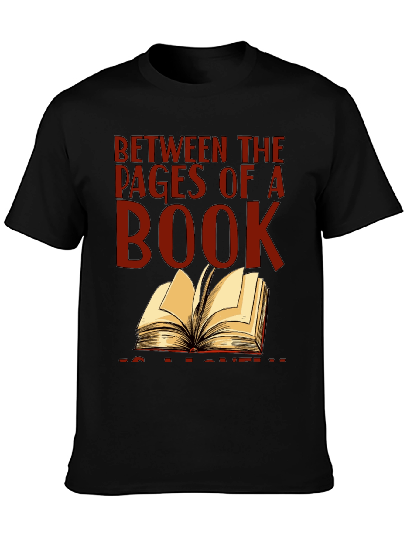 Black Bookworm T-Shirt: Between the Pages of a Book view 3
