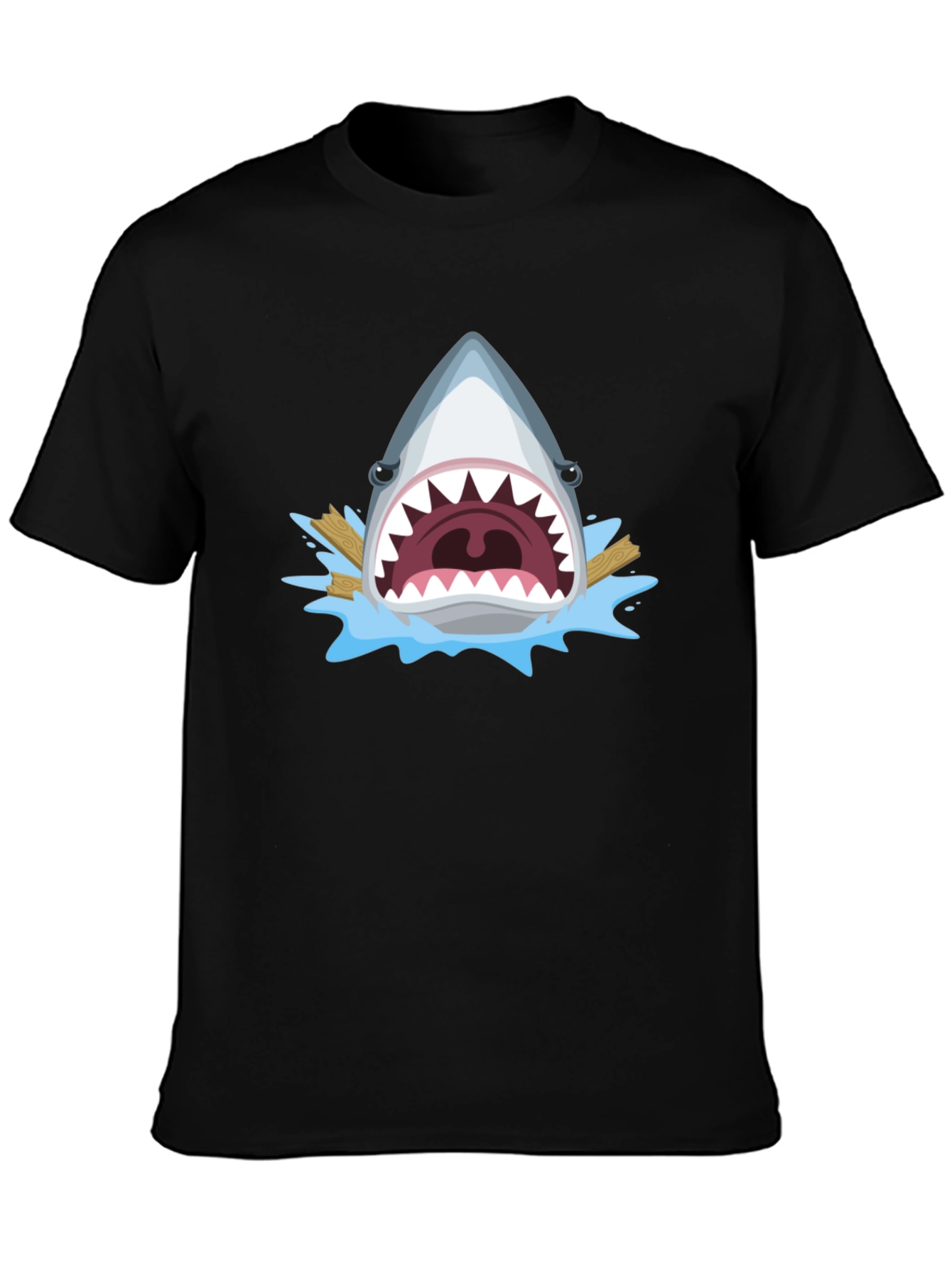 Black Shark Attack Graphic Tee - Men's Black T-Shirt view 3