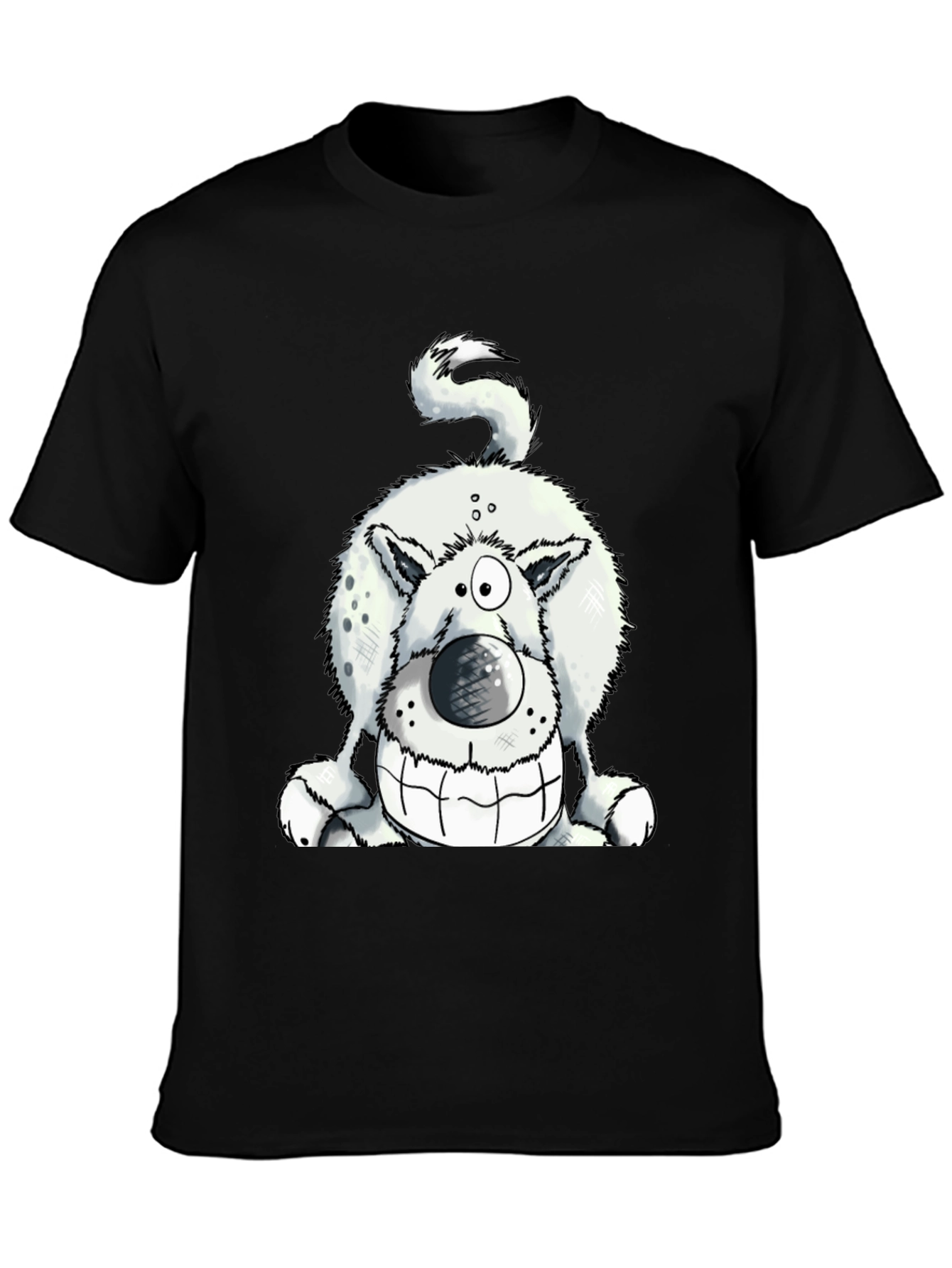Black Funny Dog Graphic Tee - Black Cotton T-Shirt view 3