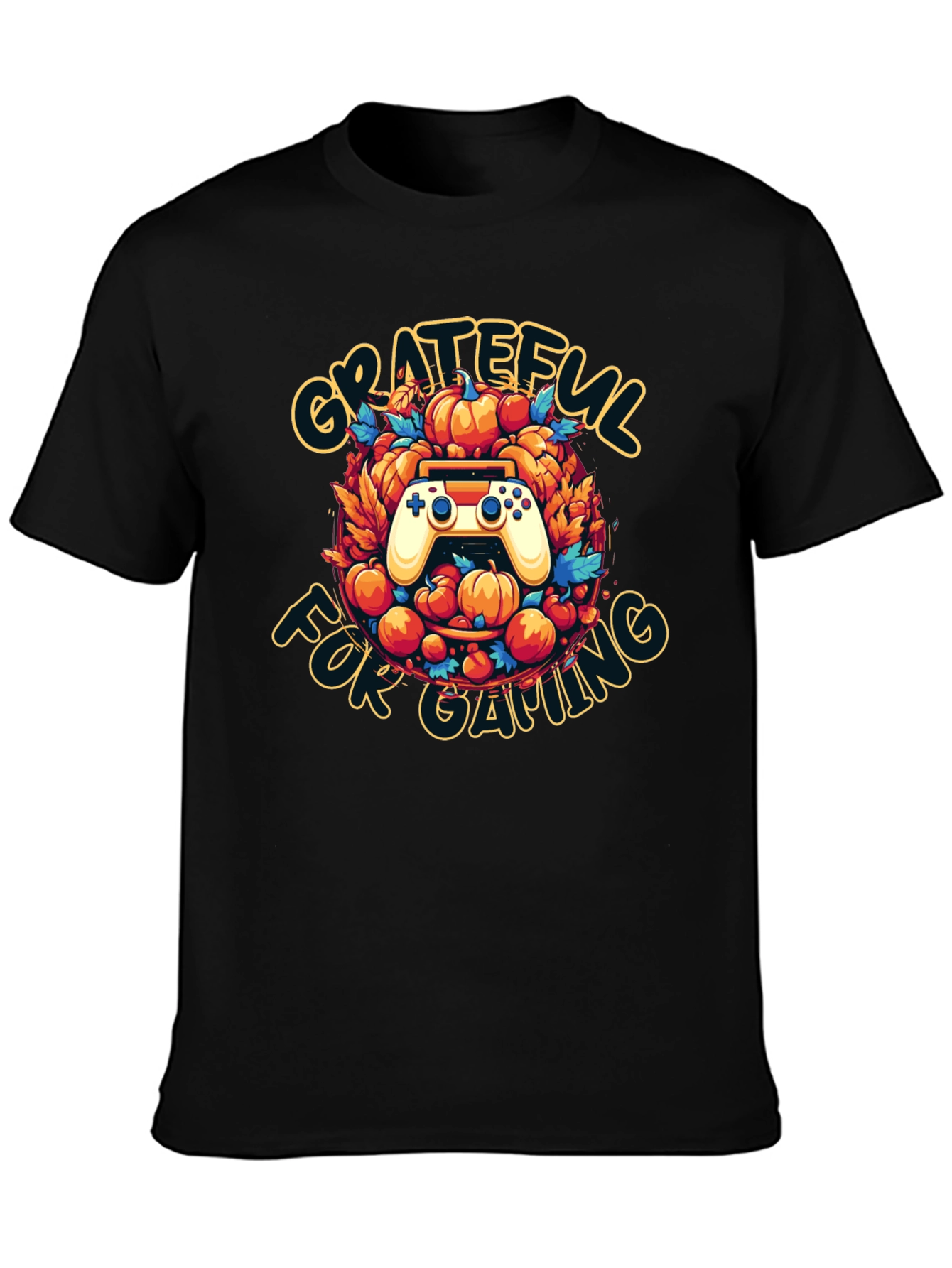 Black Grateful for Gaming T-Shirt - Gamer Thanksgiving Tee view 3