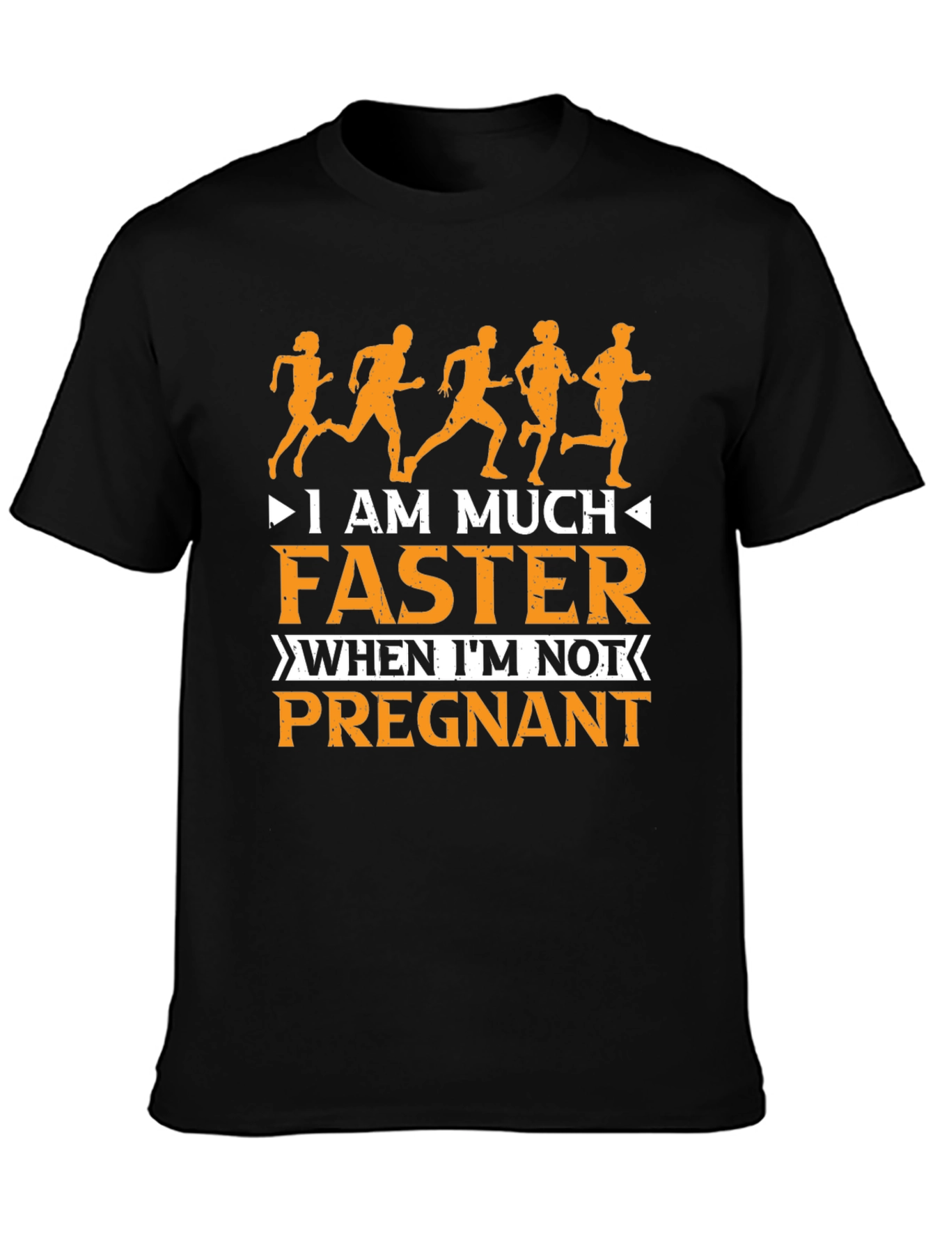 Black Funny Running T-Shirt: I Am Much Faster When I'm Not Pregnant view 3