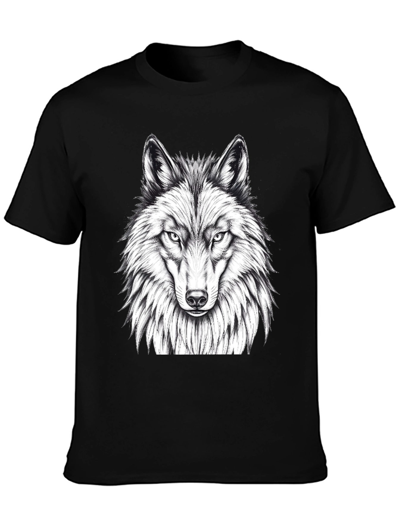 Black Wolf Graphic Tee - Black Crew Neck T-Shirt view 3