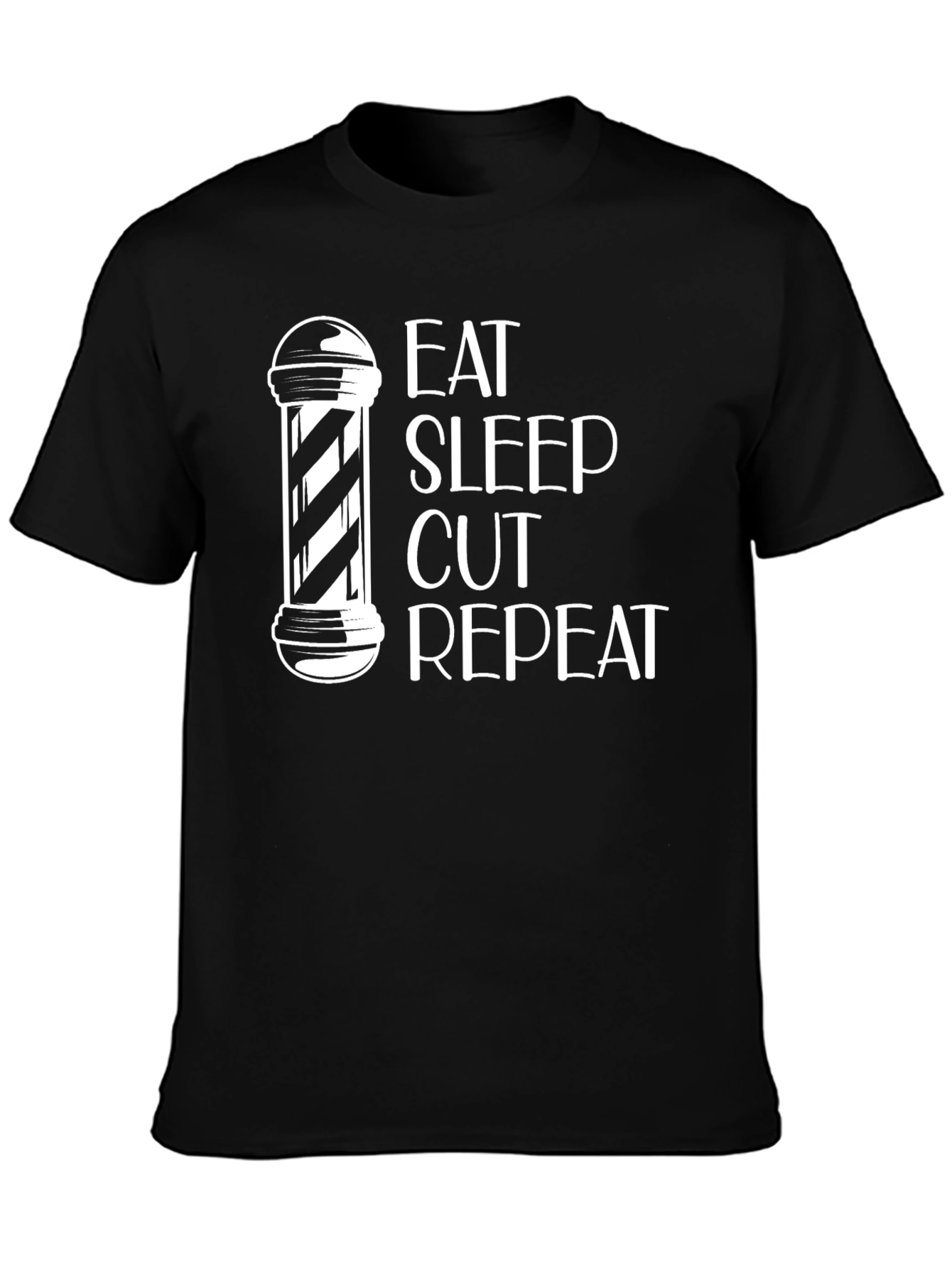 Black Eat Sleep Cut Repeat Barber T-Shirt view 3