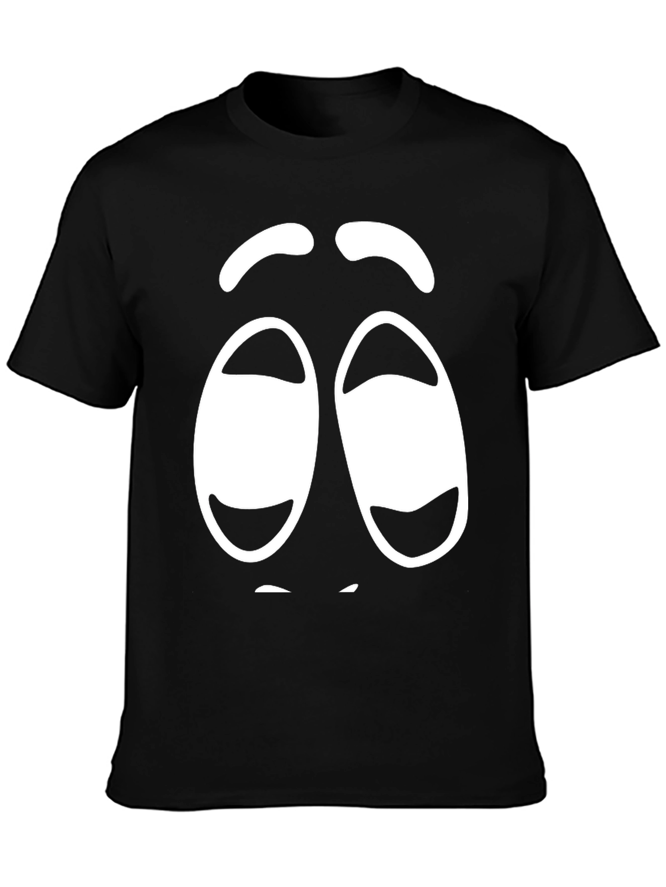 Black Funny Graphic Sleepy Face Black T-Shirt view 3