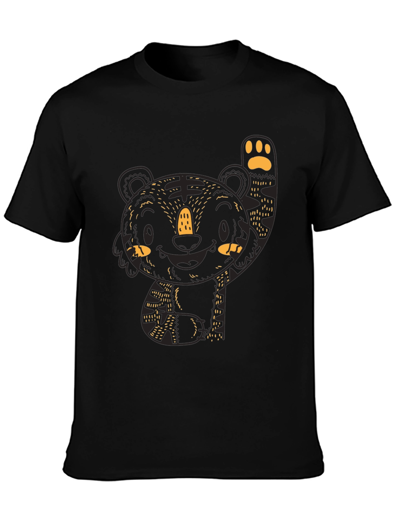 Black Cute Tiger Graphic Black Tee view 3