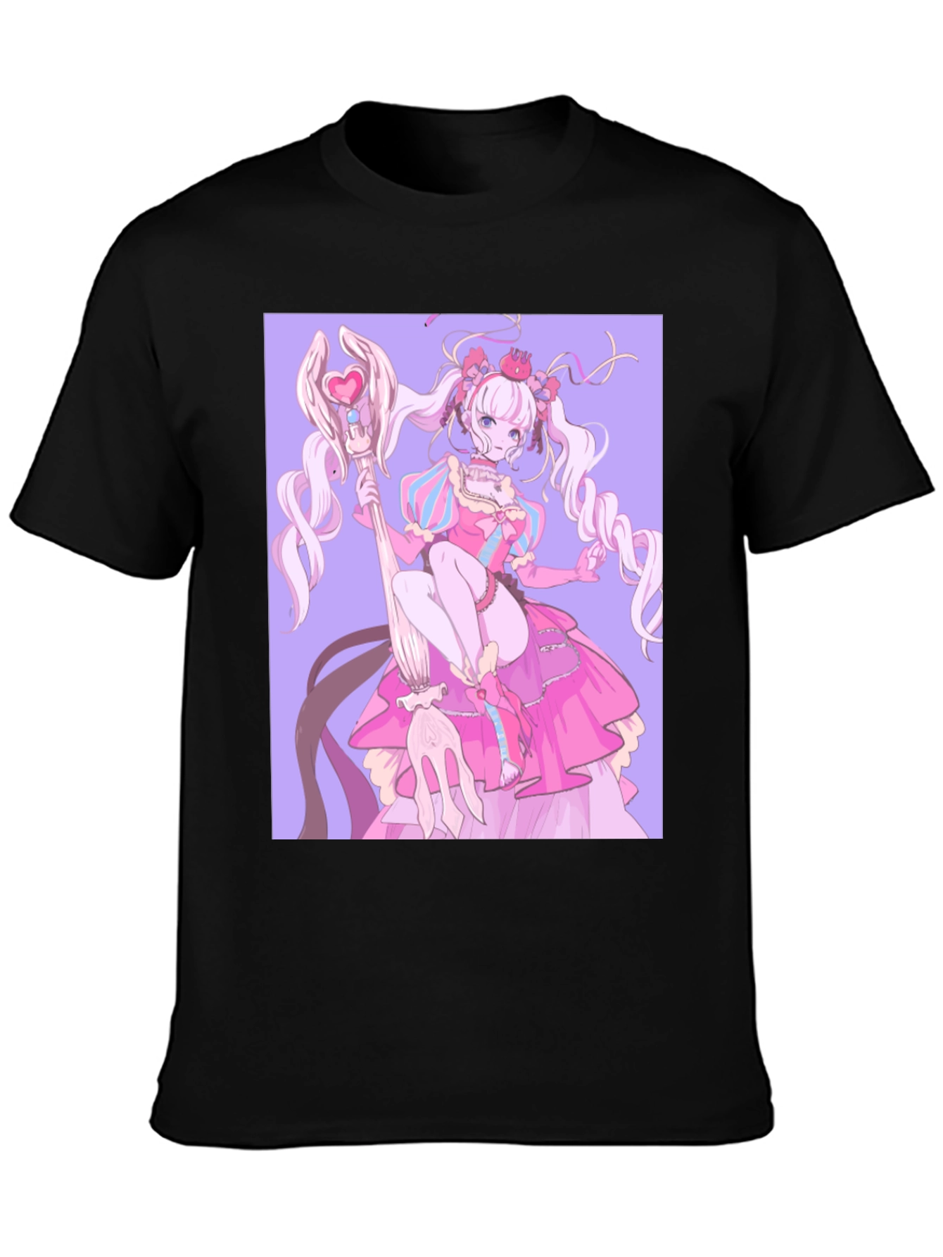 Black Anime Girl Graphic Black T-Shirt view 3