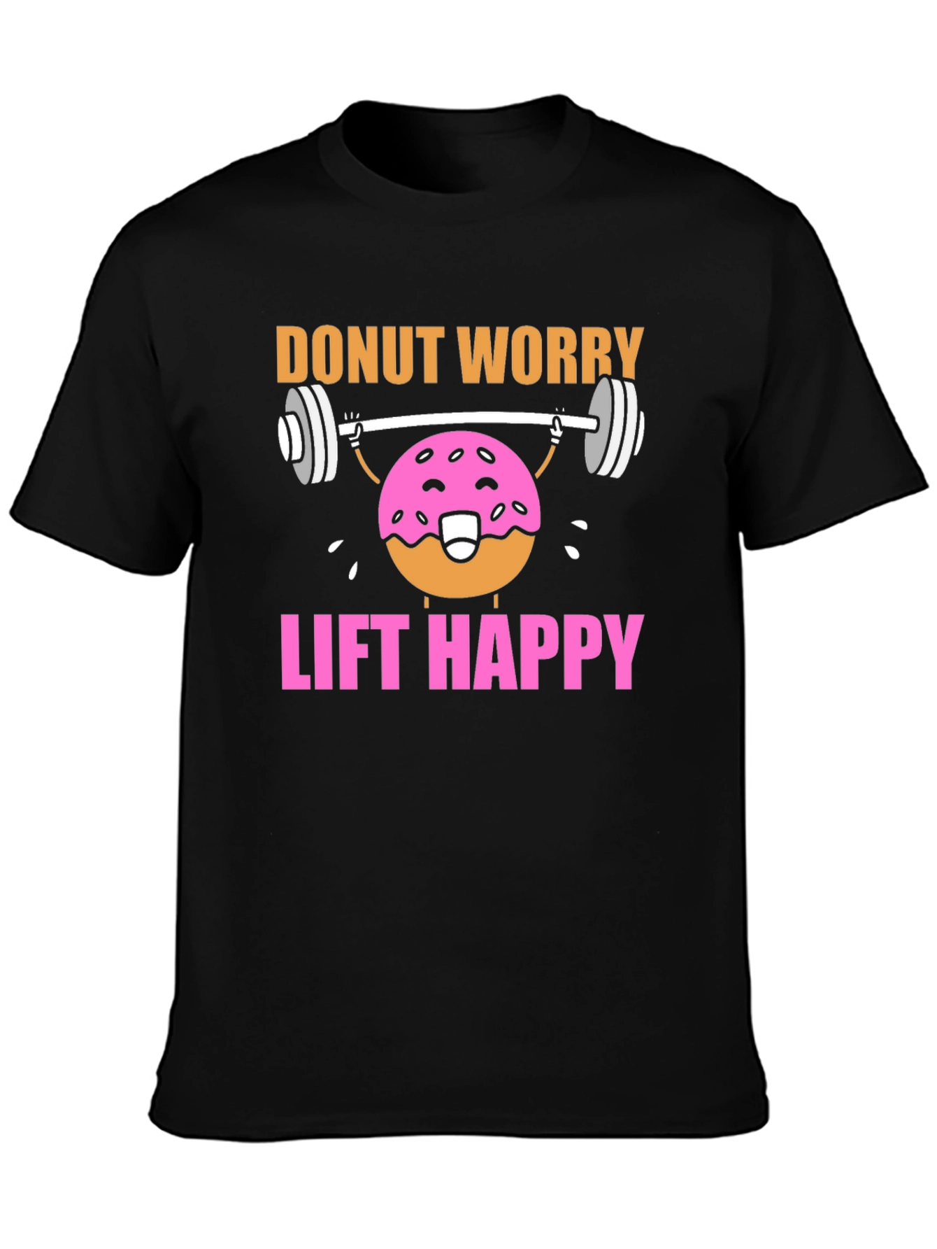 Black Donut Worry Lift Happy Graphic T-Shirt view 3