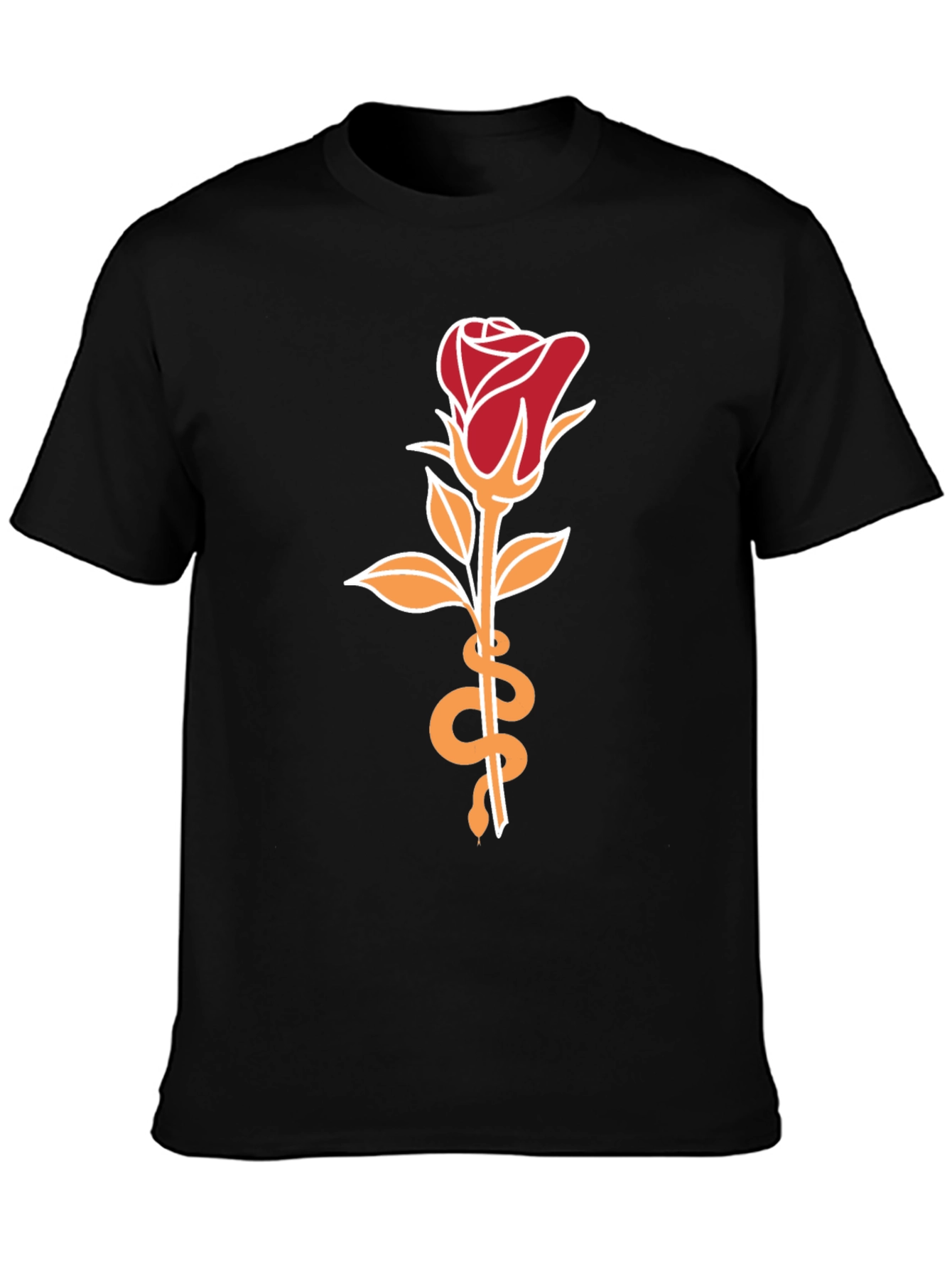 Black Rose & Snake Graphic Tee - Stylish Unisex T-Shirt view 3