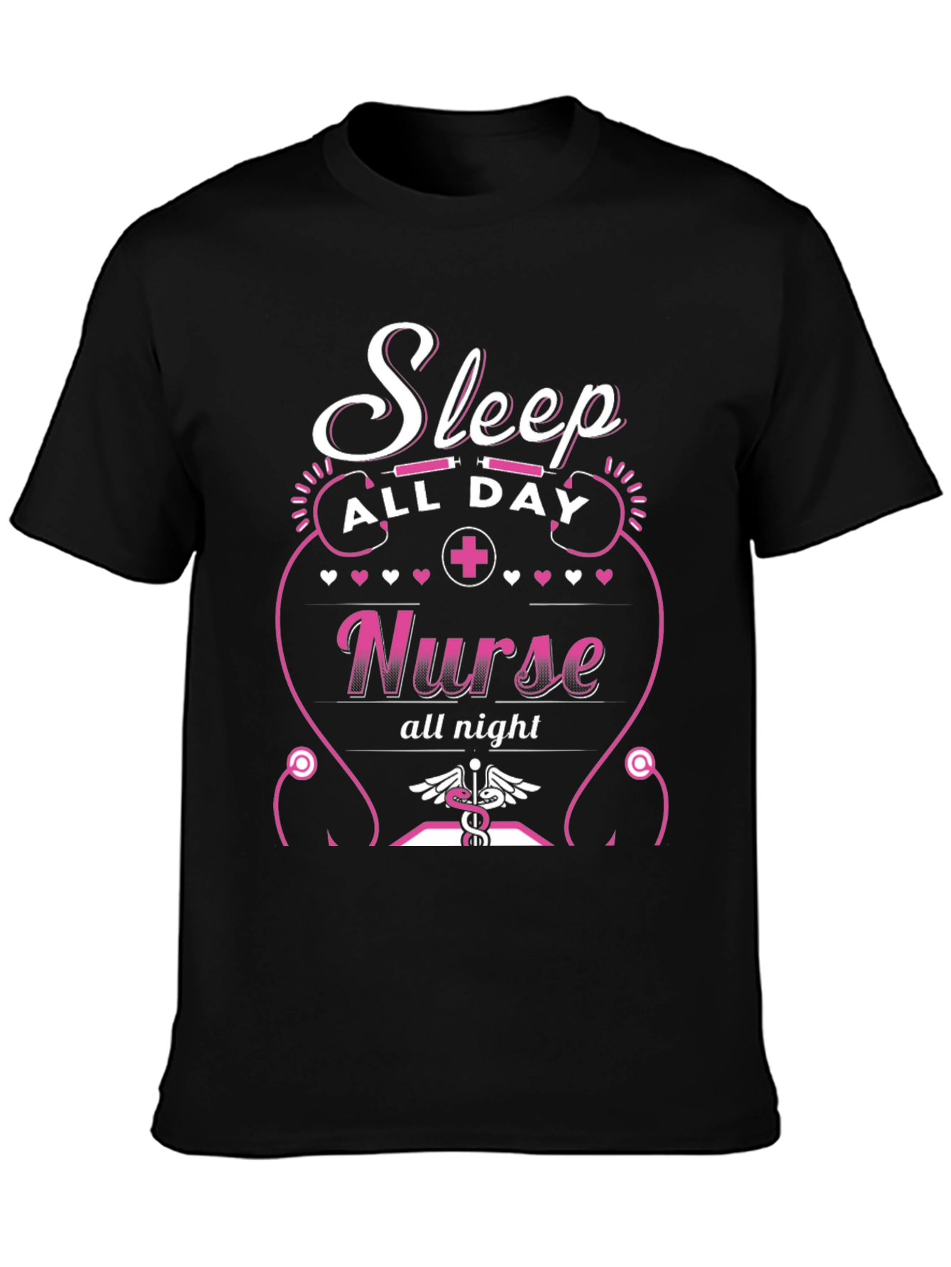 Black Sleep All Day Nurse T-Shirt view 3