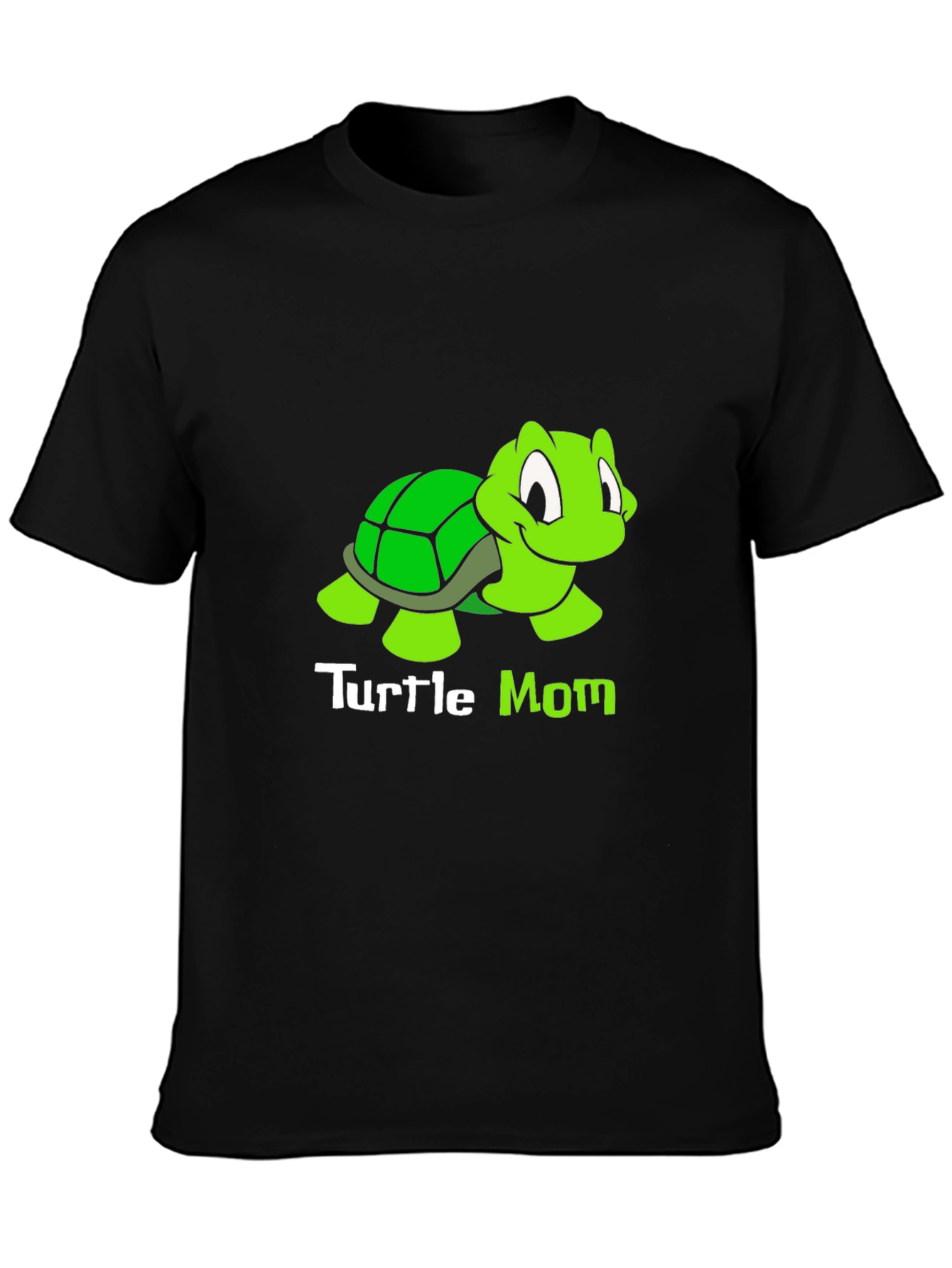 Black Turtle Mom T-Shirt - Cute Cartoon Turtle Design view 3