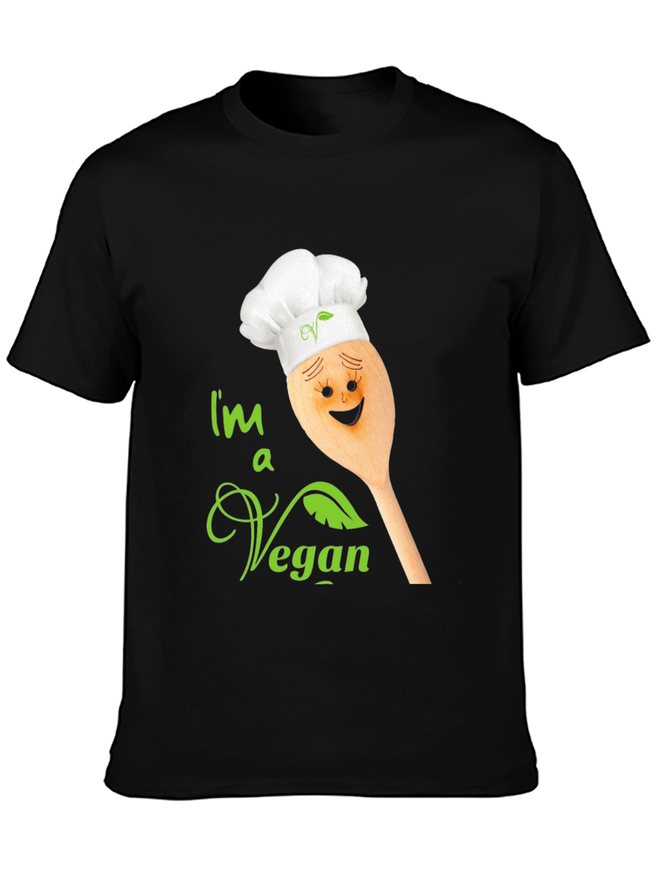 Black I'm a Vegan T-Shirt - Chef Spoon Design view 3