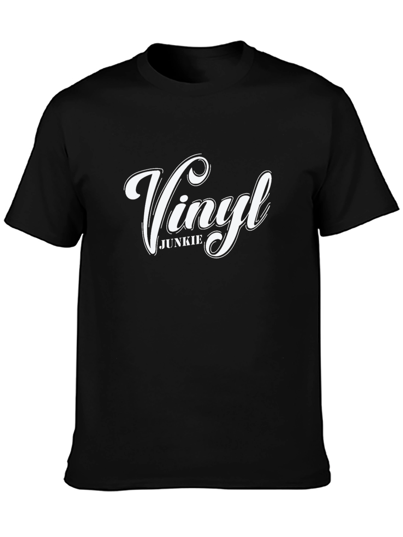 Black Vinyl Junkie Black T-Shirt view 3