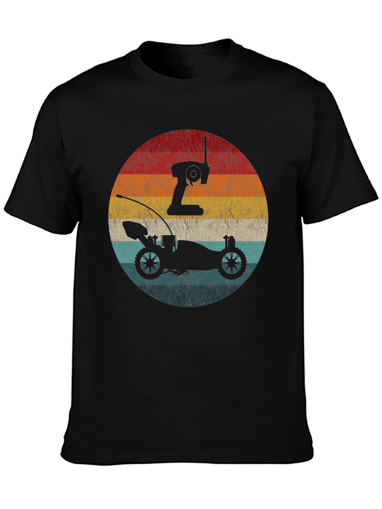 Black Retro RC Car & Remote T-Shirt view 3