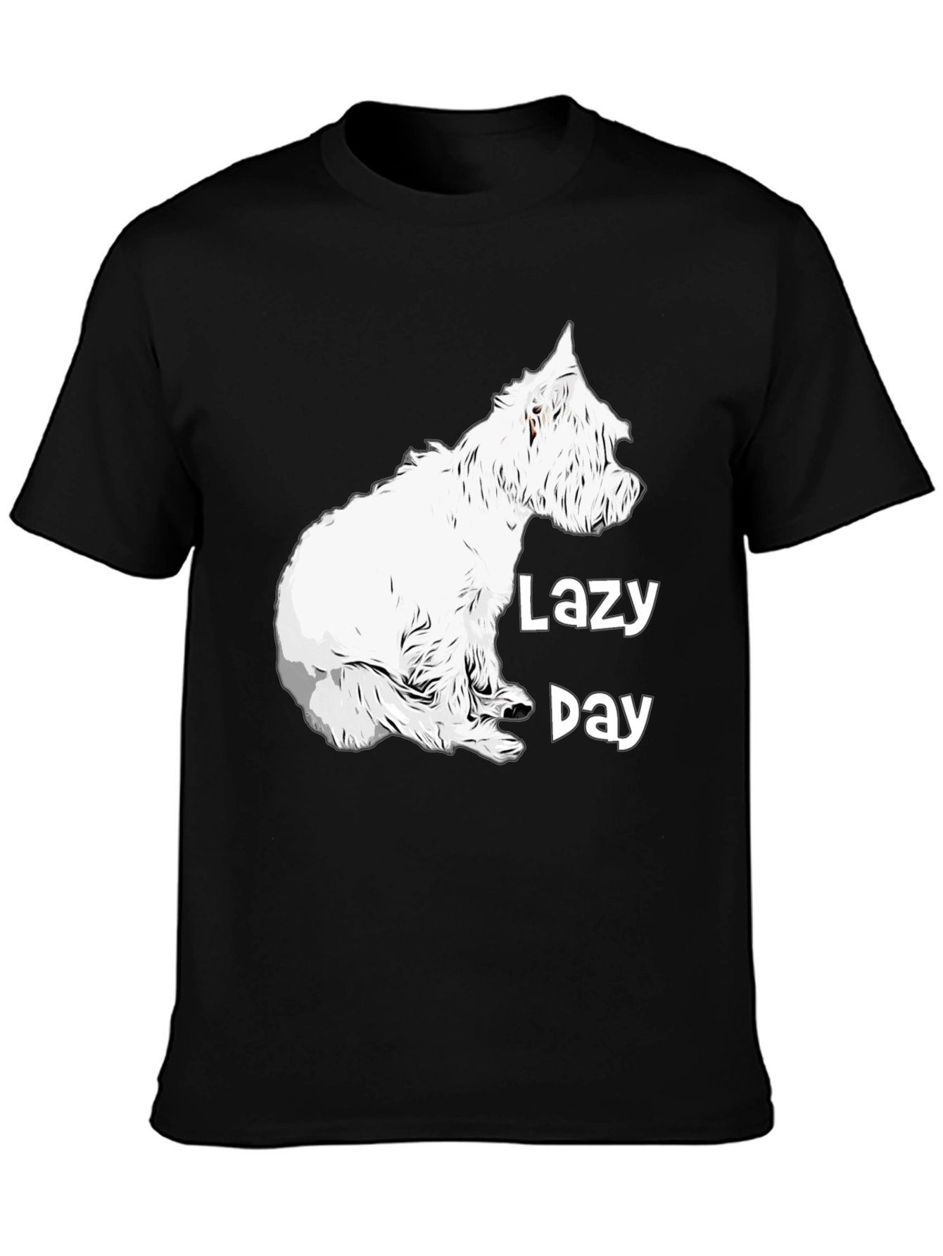 Black Lazy Day Dog Graphic Tee - Comfy Black T-Shirt view 3