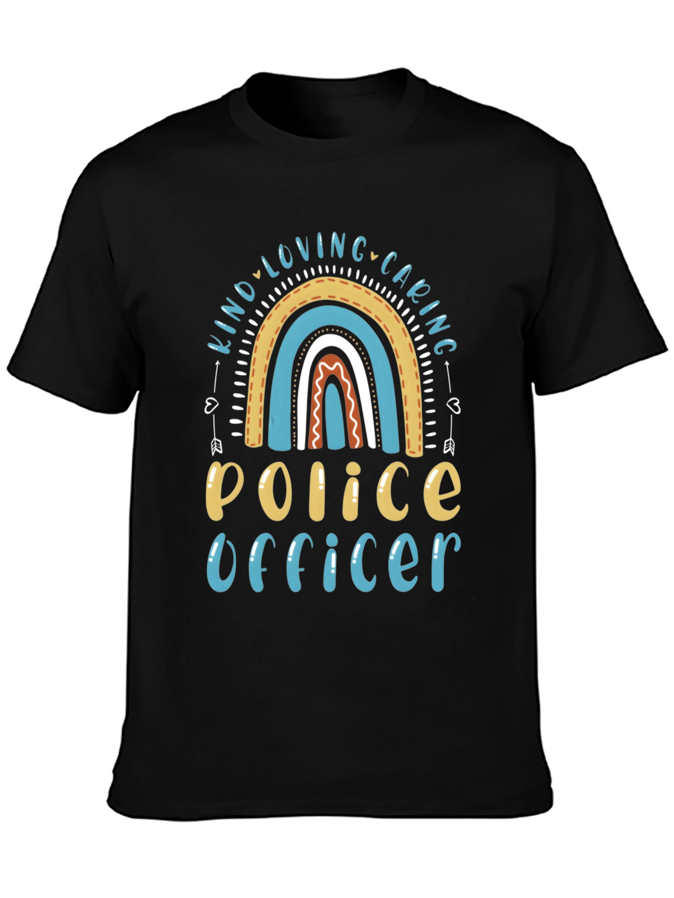 Black Kind Loving Caring Police Officer Graphic Tee view 3
