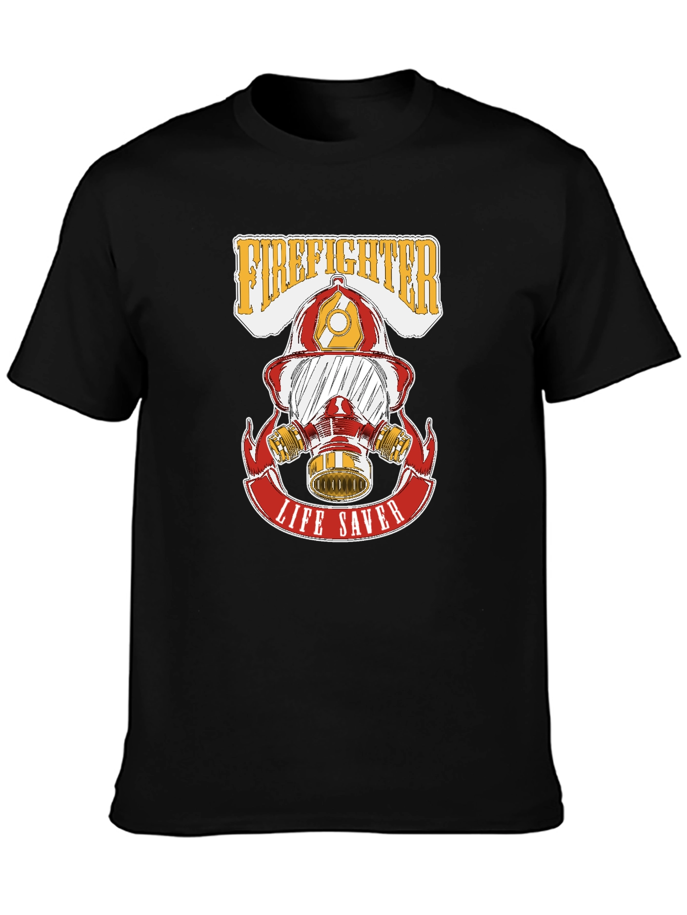 Black Firefighter Life Saver Graphic T-Shirt view 3