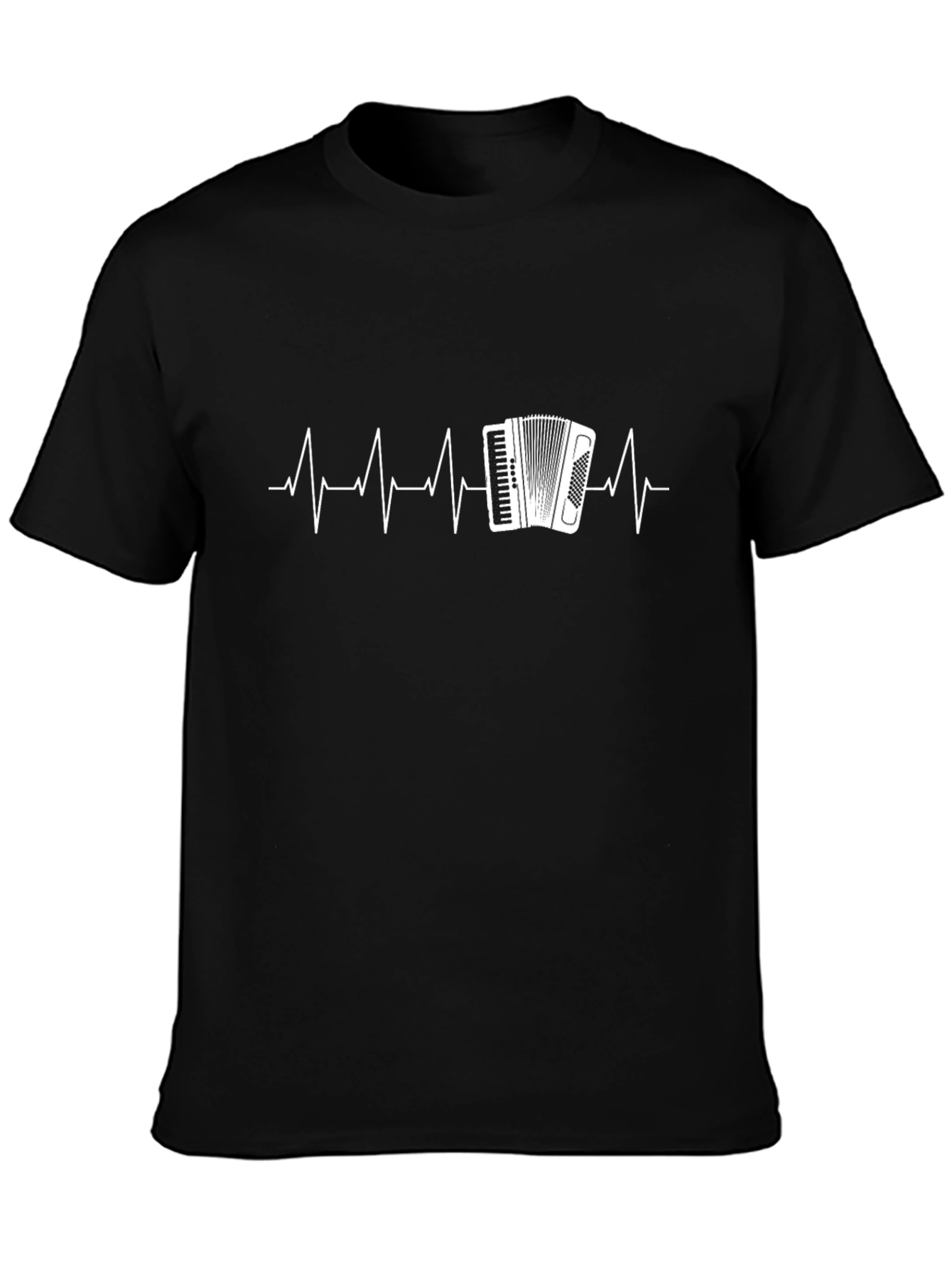 Black Accordion Heartbeat Graphic Tee - Musician Style view 3