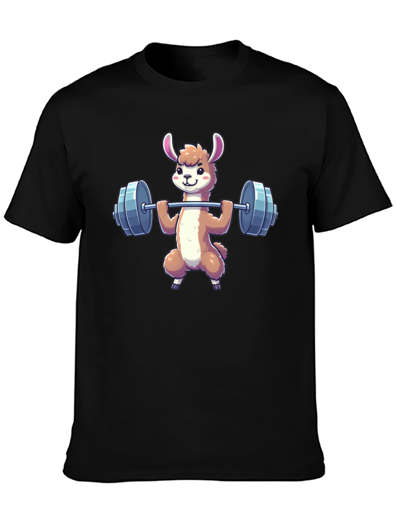 Black Llama Lifting Weights Graphic T-Shirt view 3