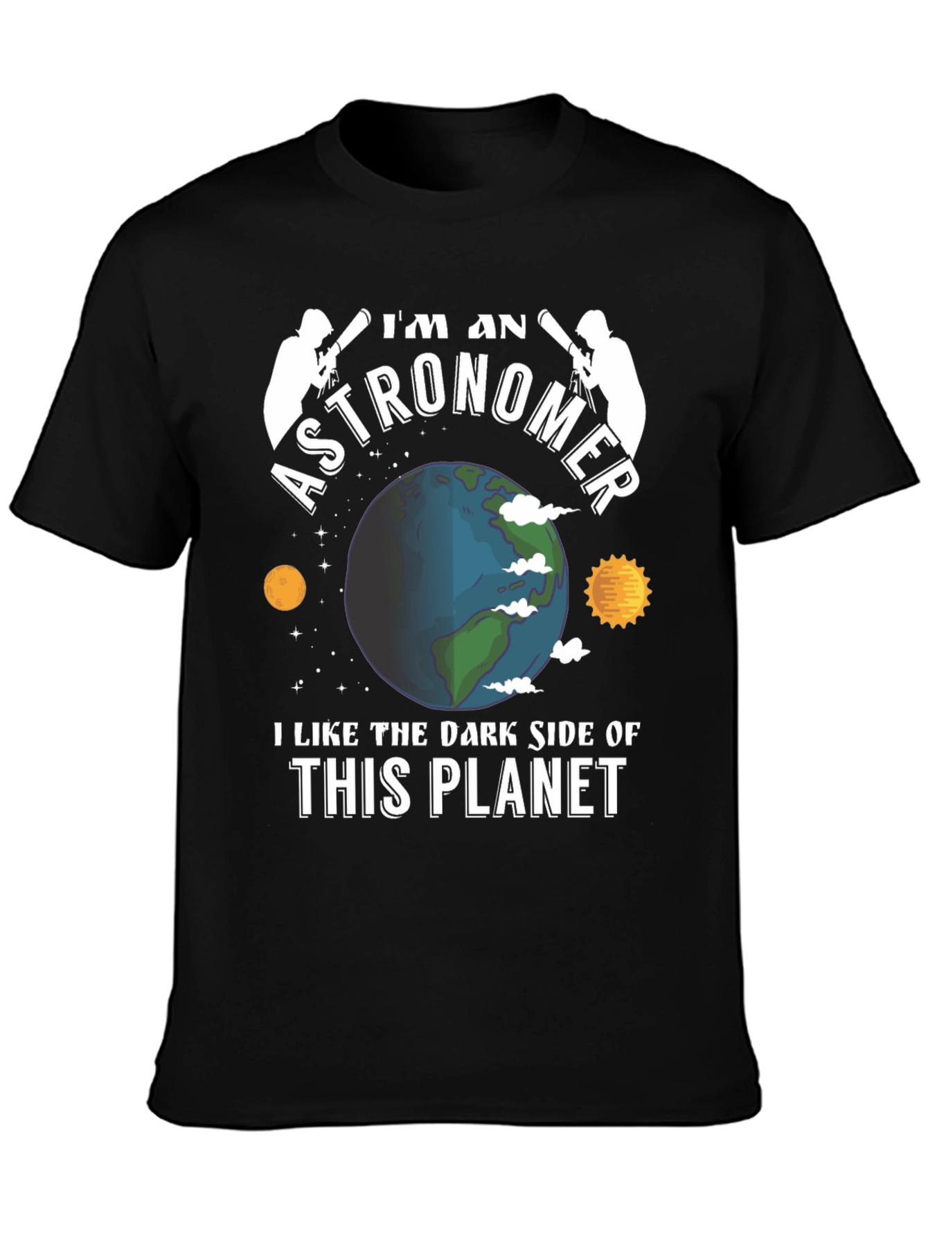 Black I'm An Astronomer T-Shirt - Dark Side Planet Tee view 3