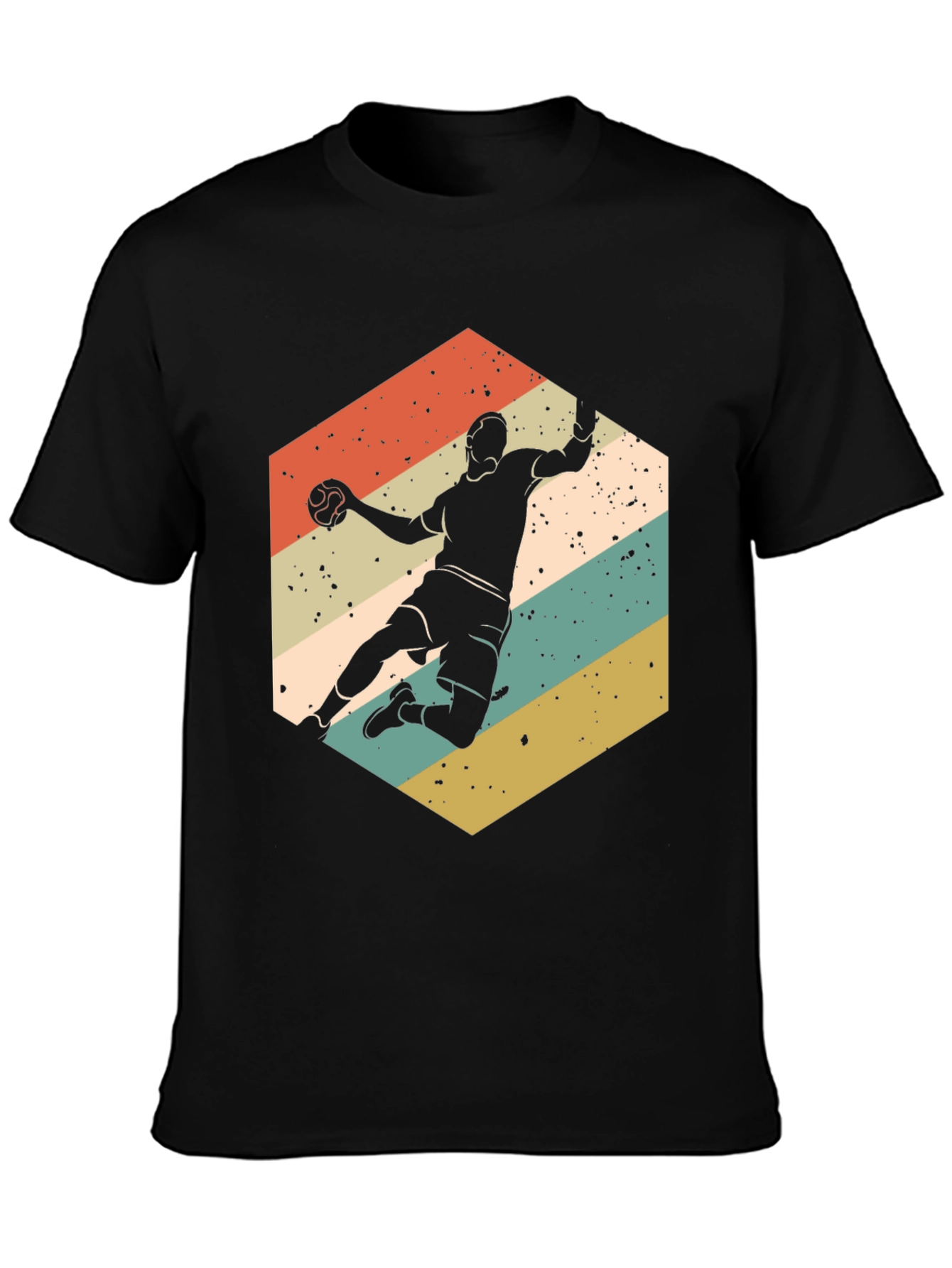 Black Vintage Handball Player T-Shirt view 3