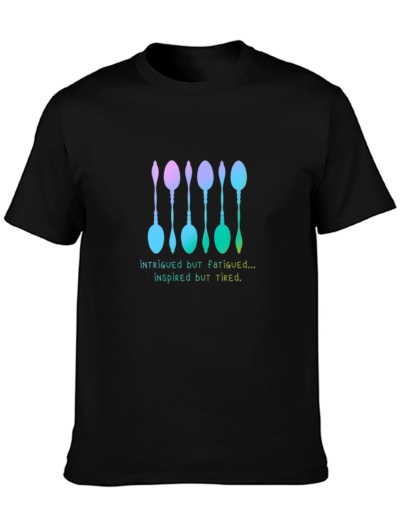 Black Intrigued But Fatigued Spoon T-Shirt view 3
