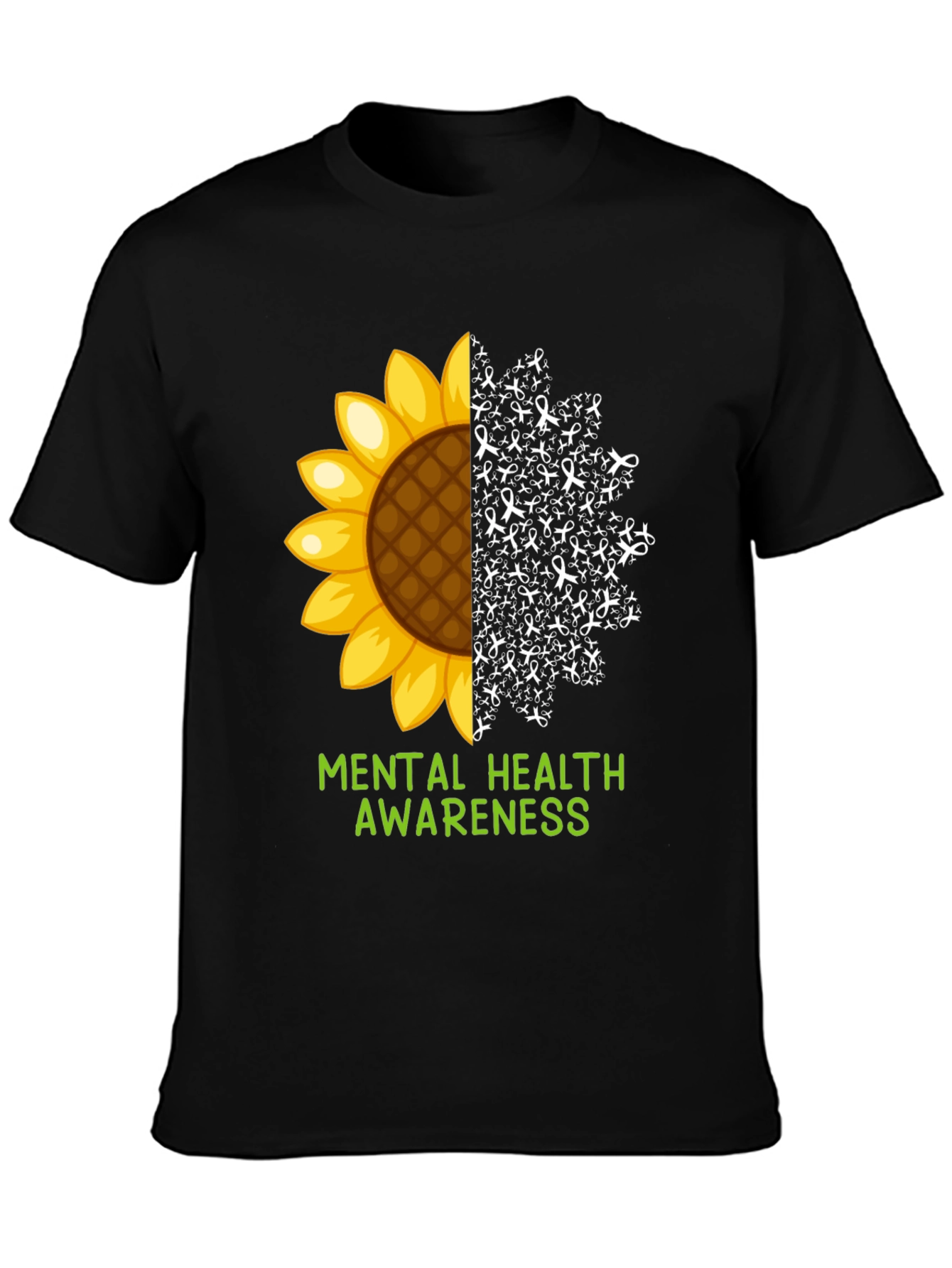 Black Mental Health Awareness Sunflower T-Shirt view 3