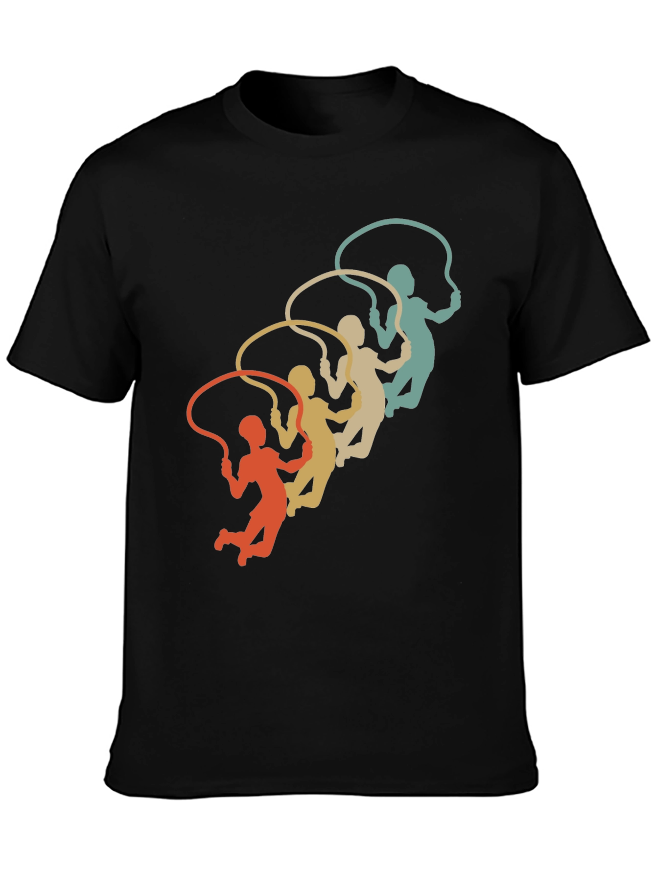 Black Retro Jumping Rope Silhouette Graphic Tee view 3