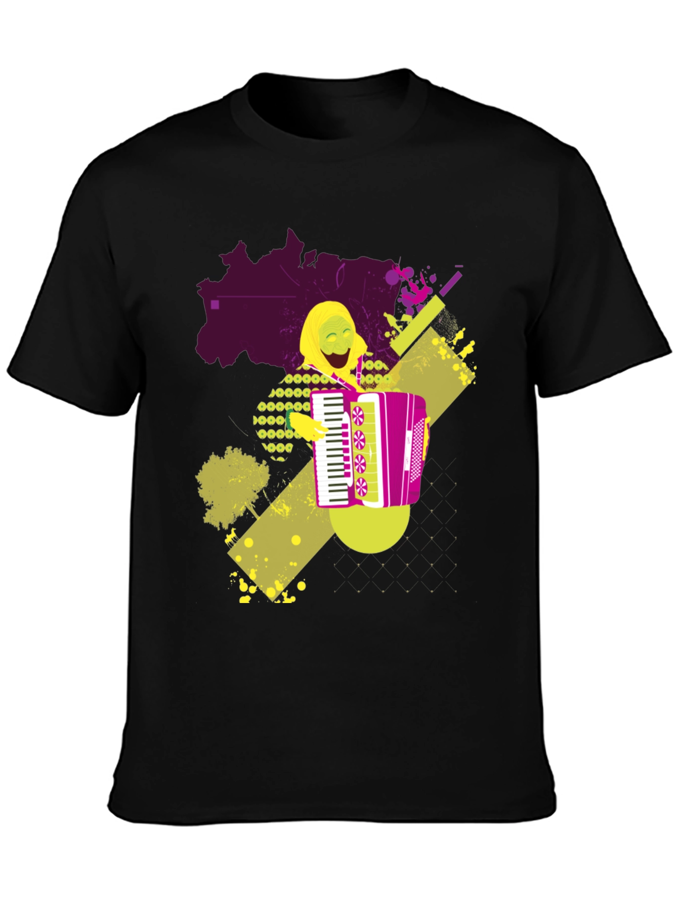 Black Accordion Player Graphic T-Shirt view 3
