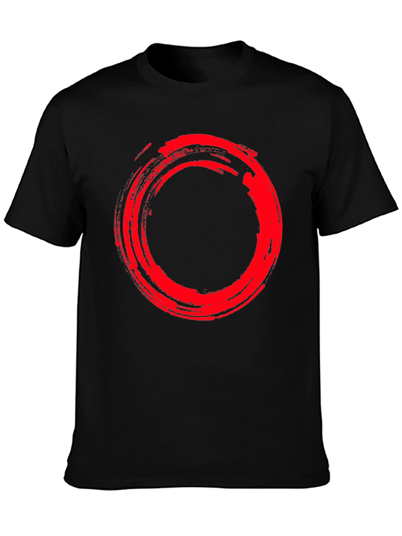 Enso Circle Graphic Tee - Stylish Red Brush Stroke Design - 3