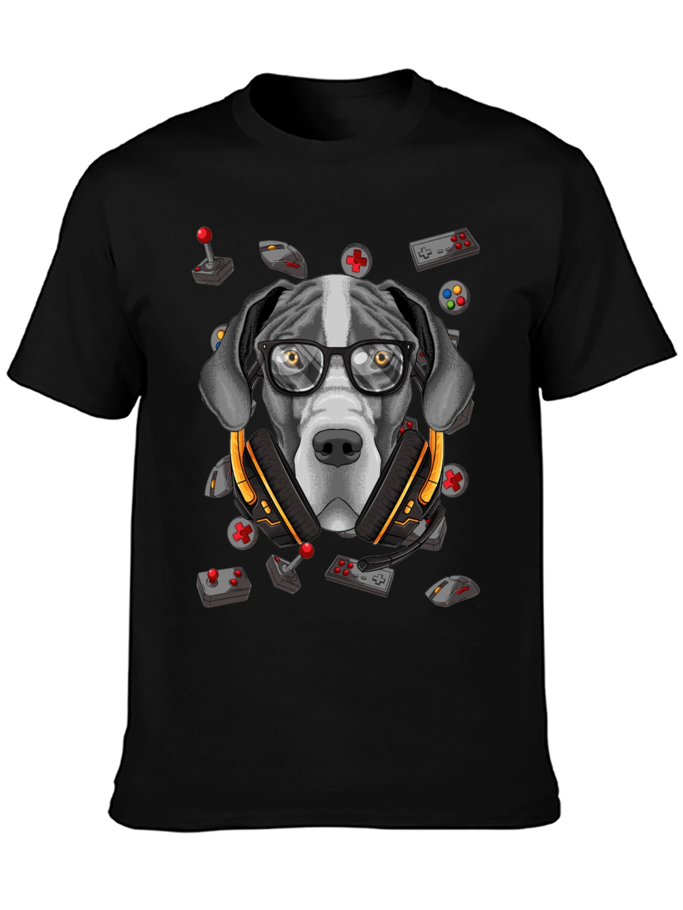 Black Gamer Dog T-Shirt - Funny Graphic Tee view 3