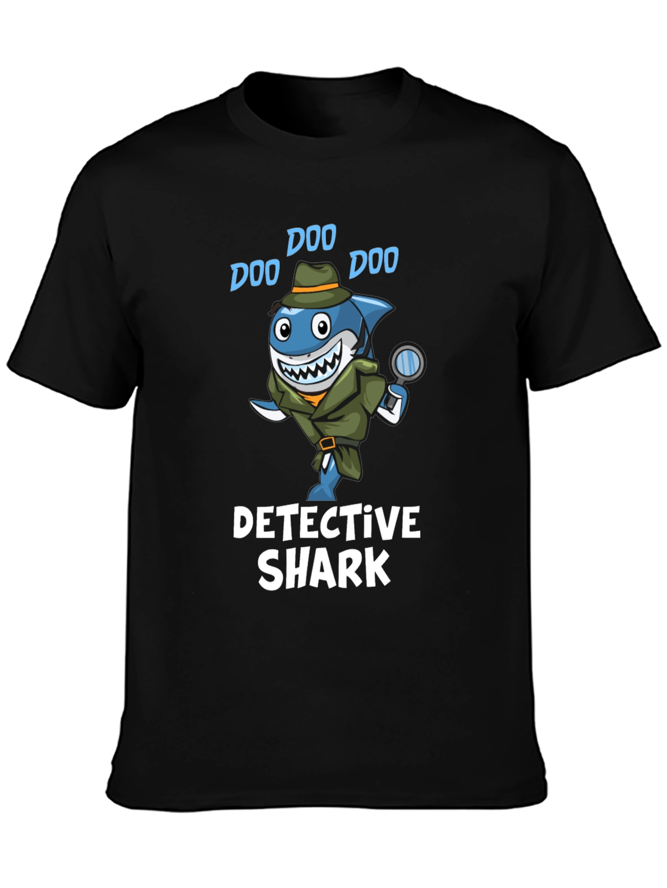 Black Detective Shark T-Shirt - Doo Doo! view 3
