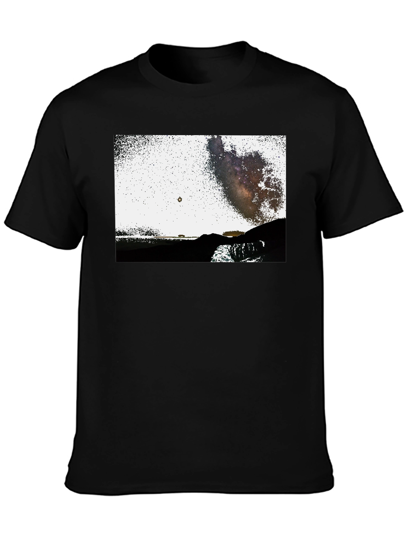 Black Black Graphic Tee - Night Sky Scene view 3