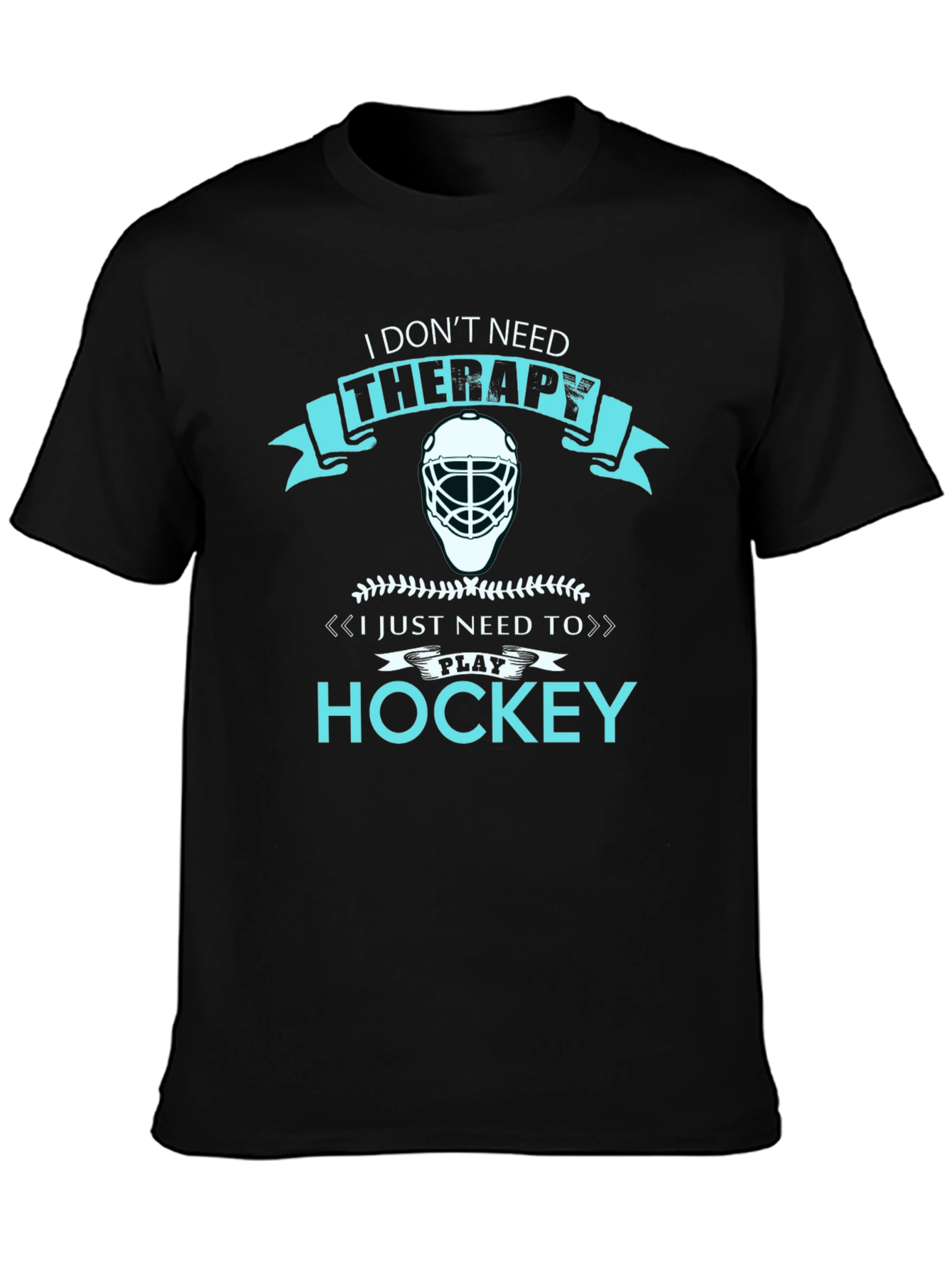 Black I Don't Need Therapy Hockey T-Shirt view 3