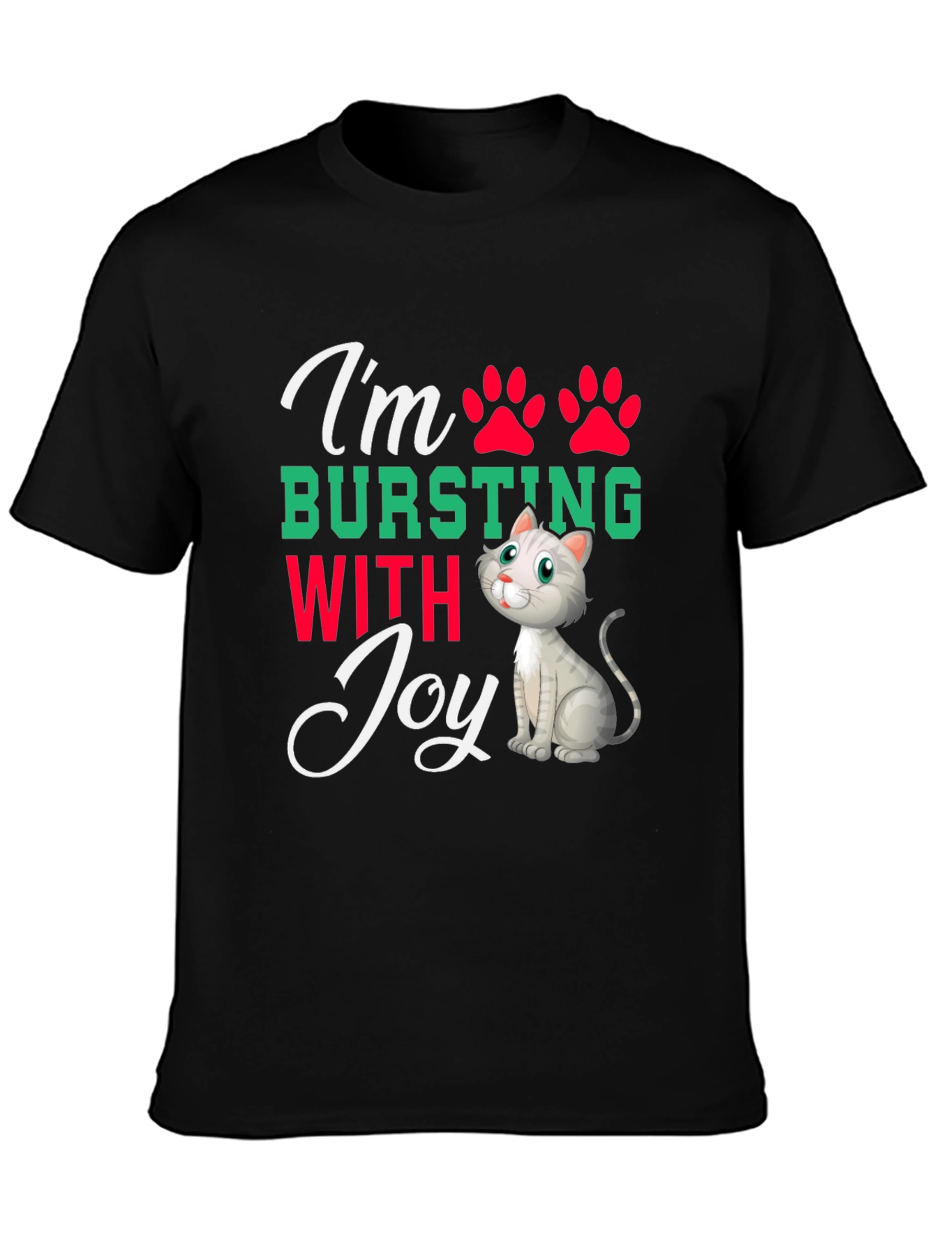 Black I'm Bursting With Joy Cat T-Shirt view 3