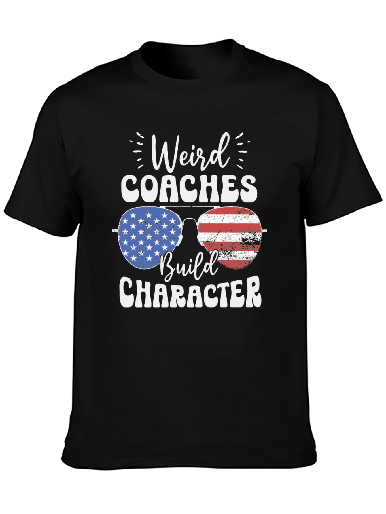 Black Weird Coaches Build Character USA Flag T-Shirt view 3