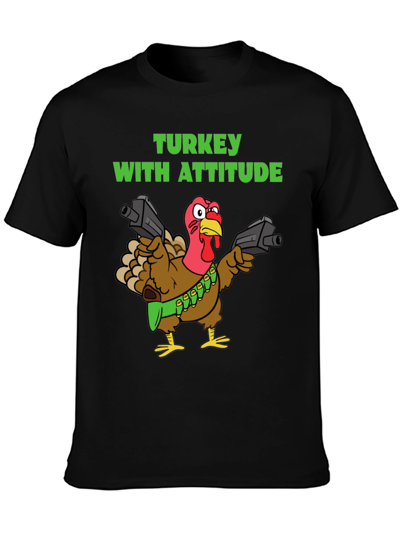 Black Turkey With Attitude Graphic T-Shirt view 3