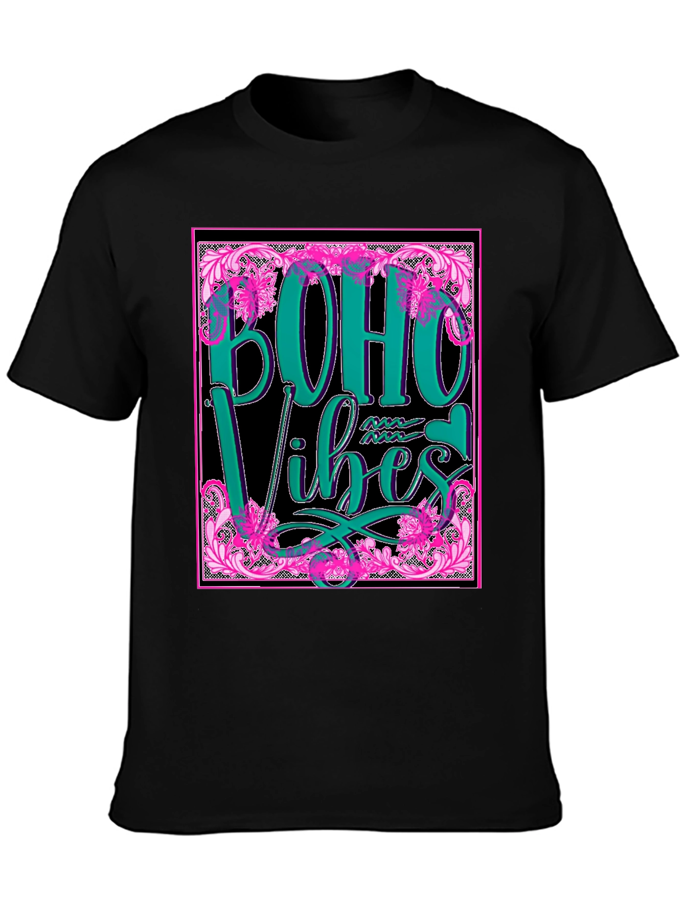 Black Boho Vibes Graphic Tee - Stylish & Trendy view 3