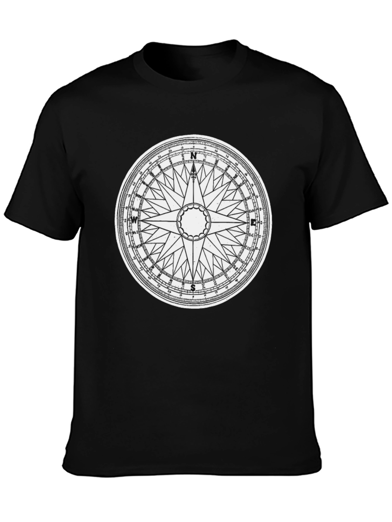 Black Nautical Compass Graphic T-Shirt - Black view 3