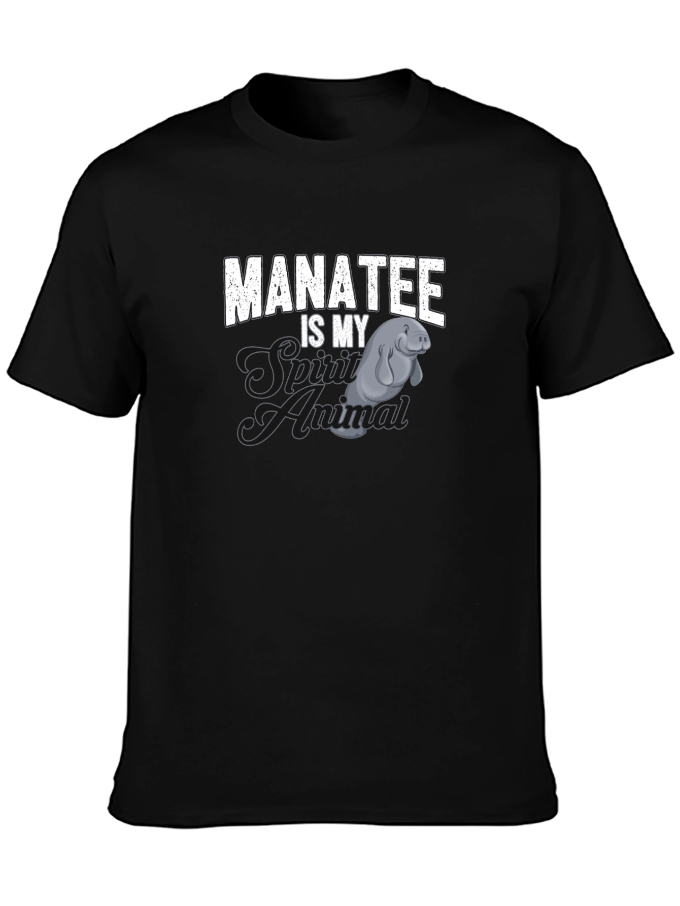 Black Manatee Is My Spirit Animal Black T-Shirt view 3