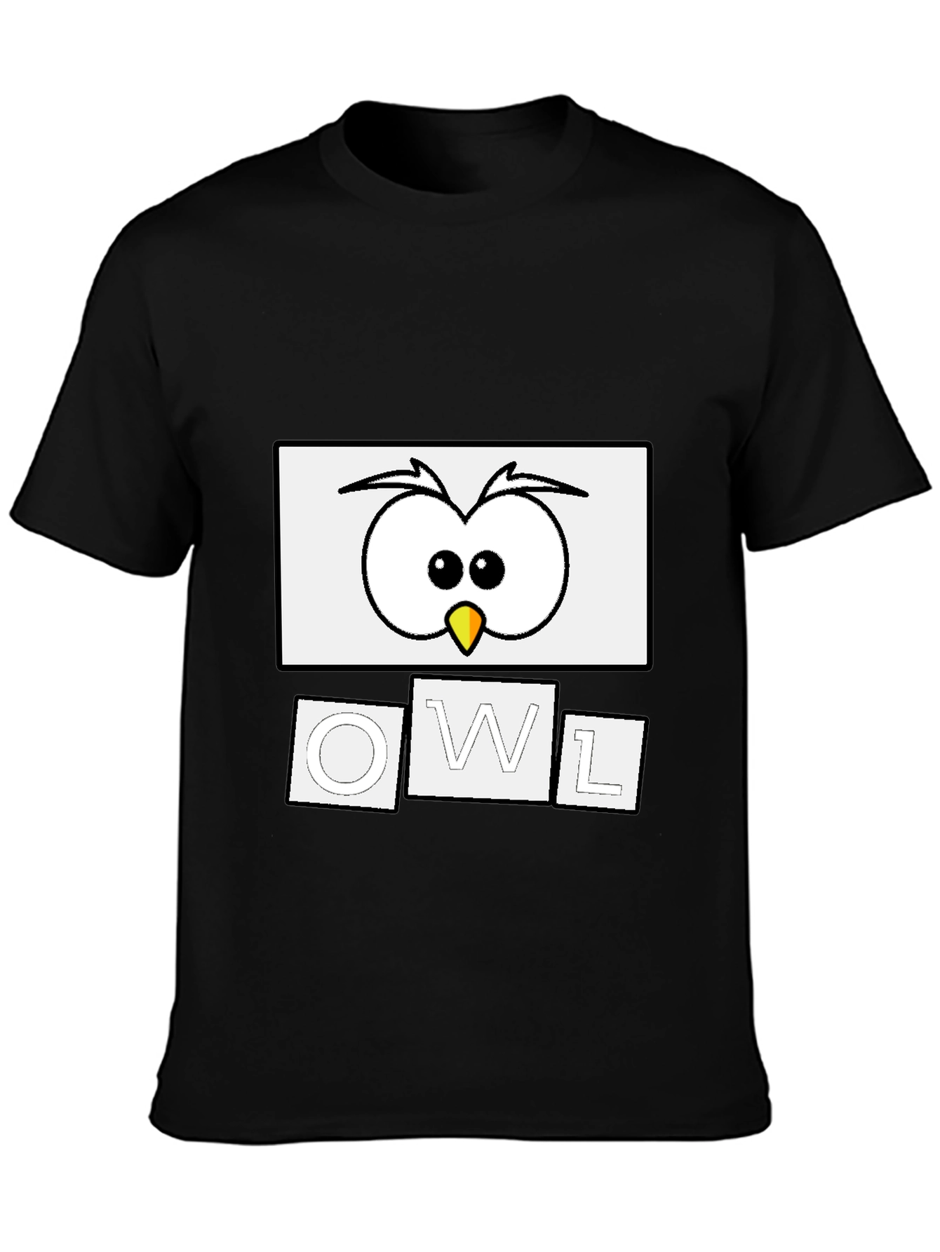 Black Cool Owl Graphic Tee - Black Cotton Blend Shirt view 3