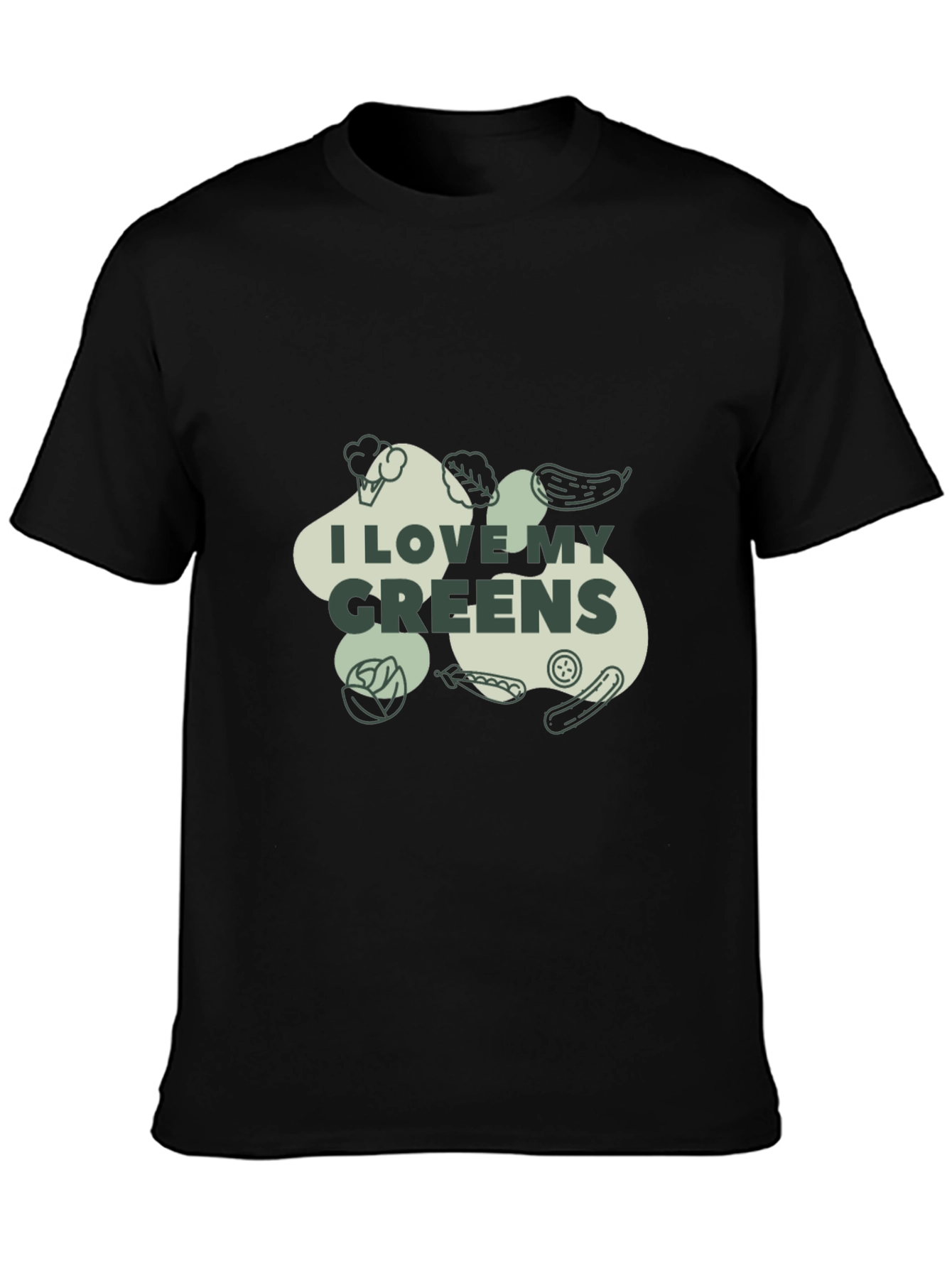 Black I Love My Greens Graphic Tee - Unisex Black T-Shirt view 3