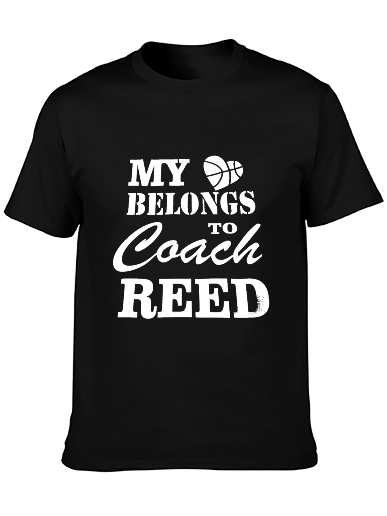 Black Basketball Coach Shirt: My Heart Belongs to Coach Reed view 3