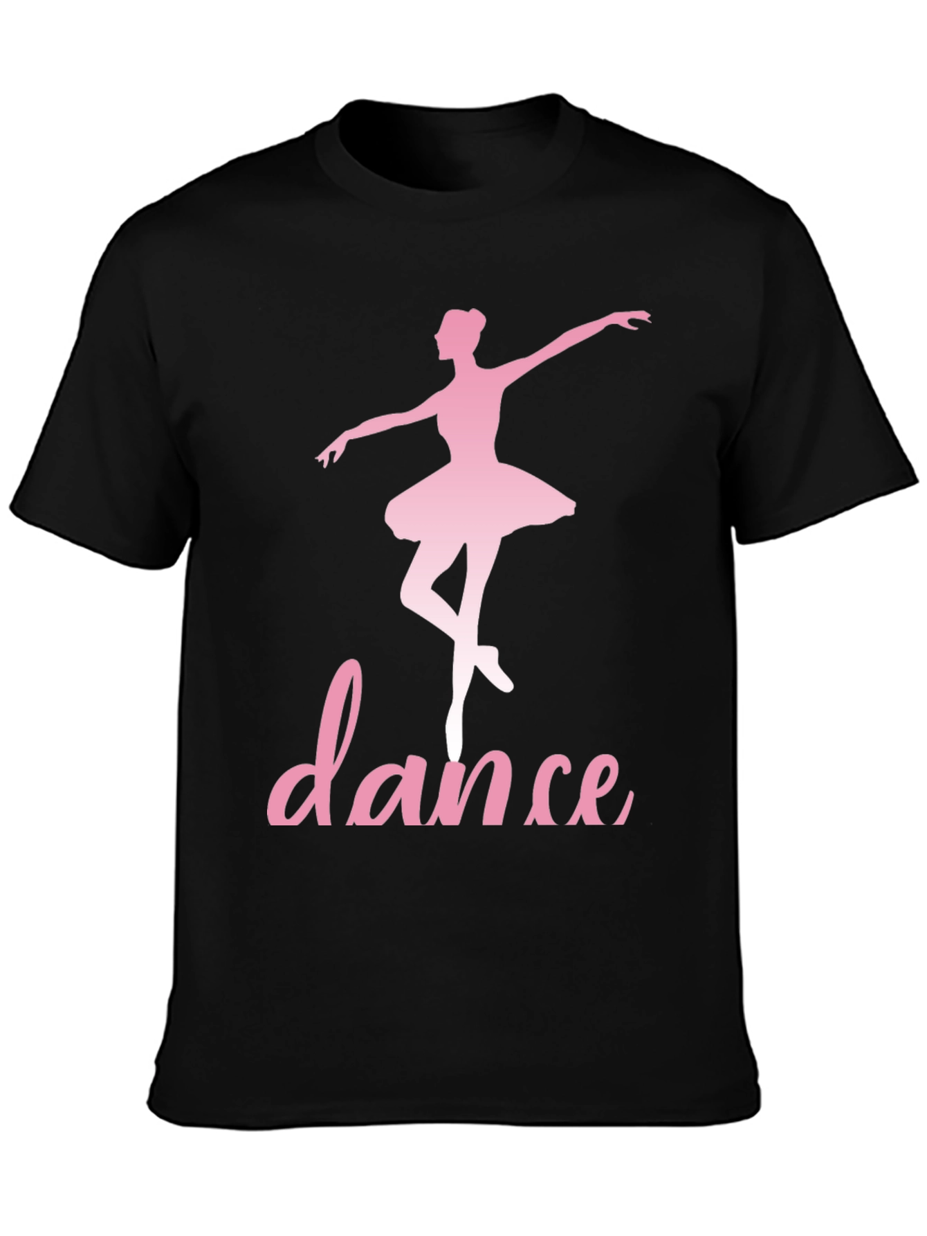 Black Dance Ballerina T-Shirt - Pink Design on Black view 3