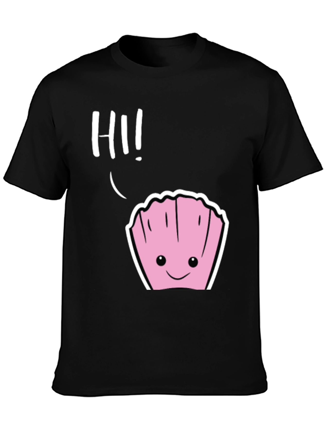 Black Cute Clam 'Hi!' Graphic Tee - Soft Cotton Comfort view 3